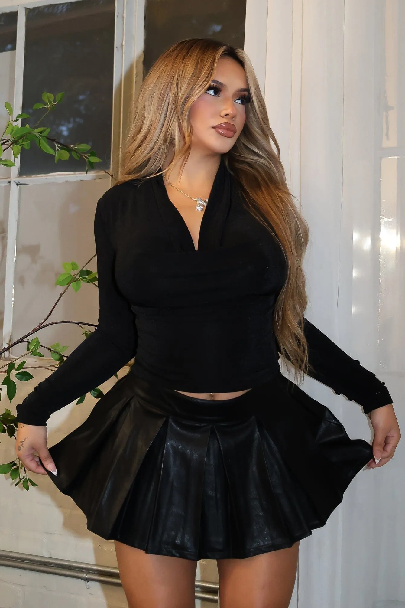 Teresa Front Drape Top Circular Knit Technique