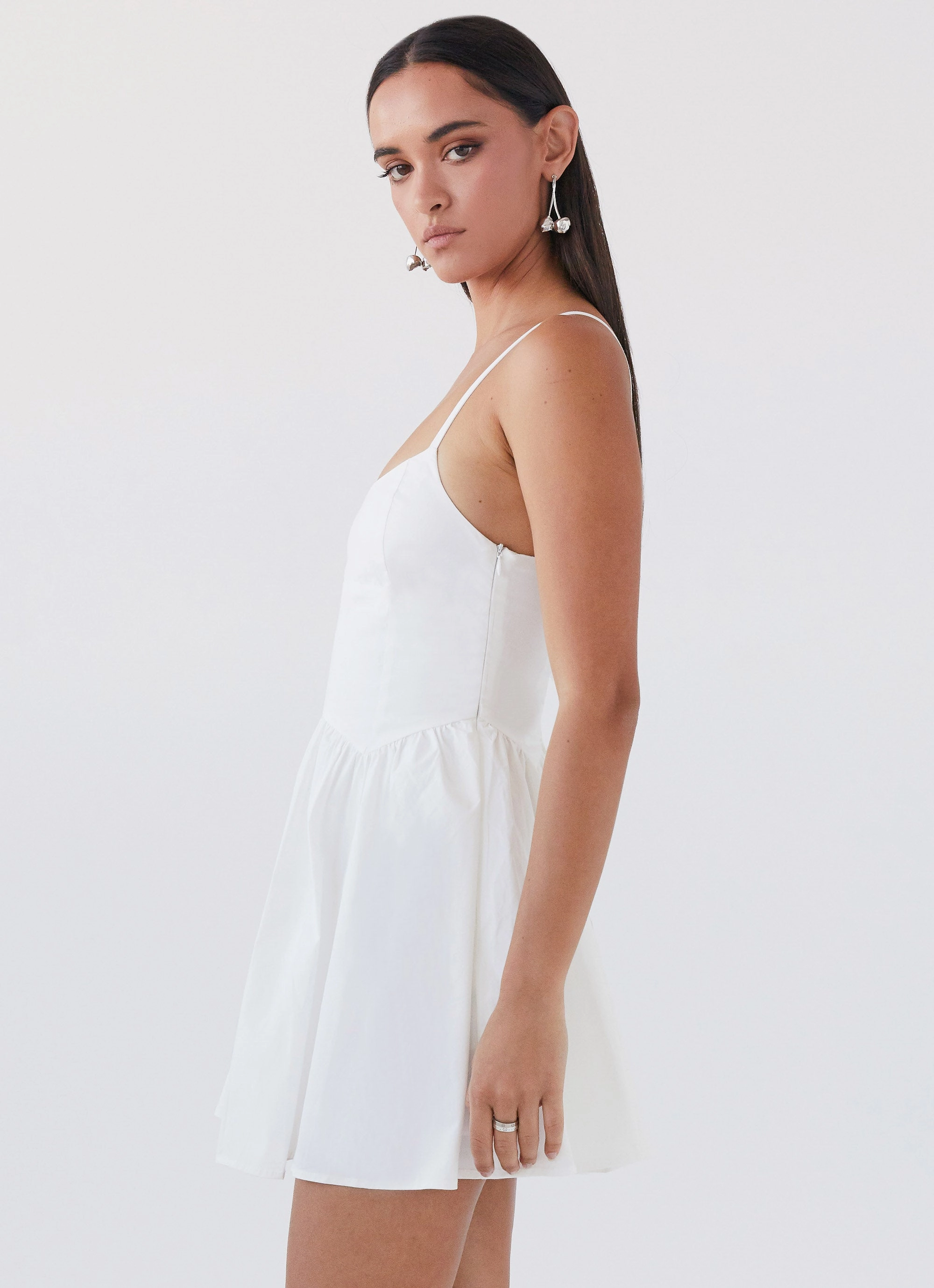 Tesoro Mio Mini Dress - White Breezy Fit Fold Over Design