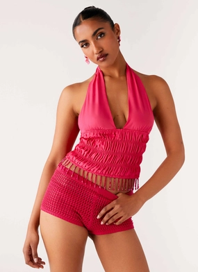 Teuila Beaded Top - Fuchsia FrictionResistant Trim