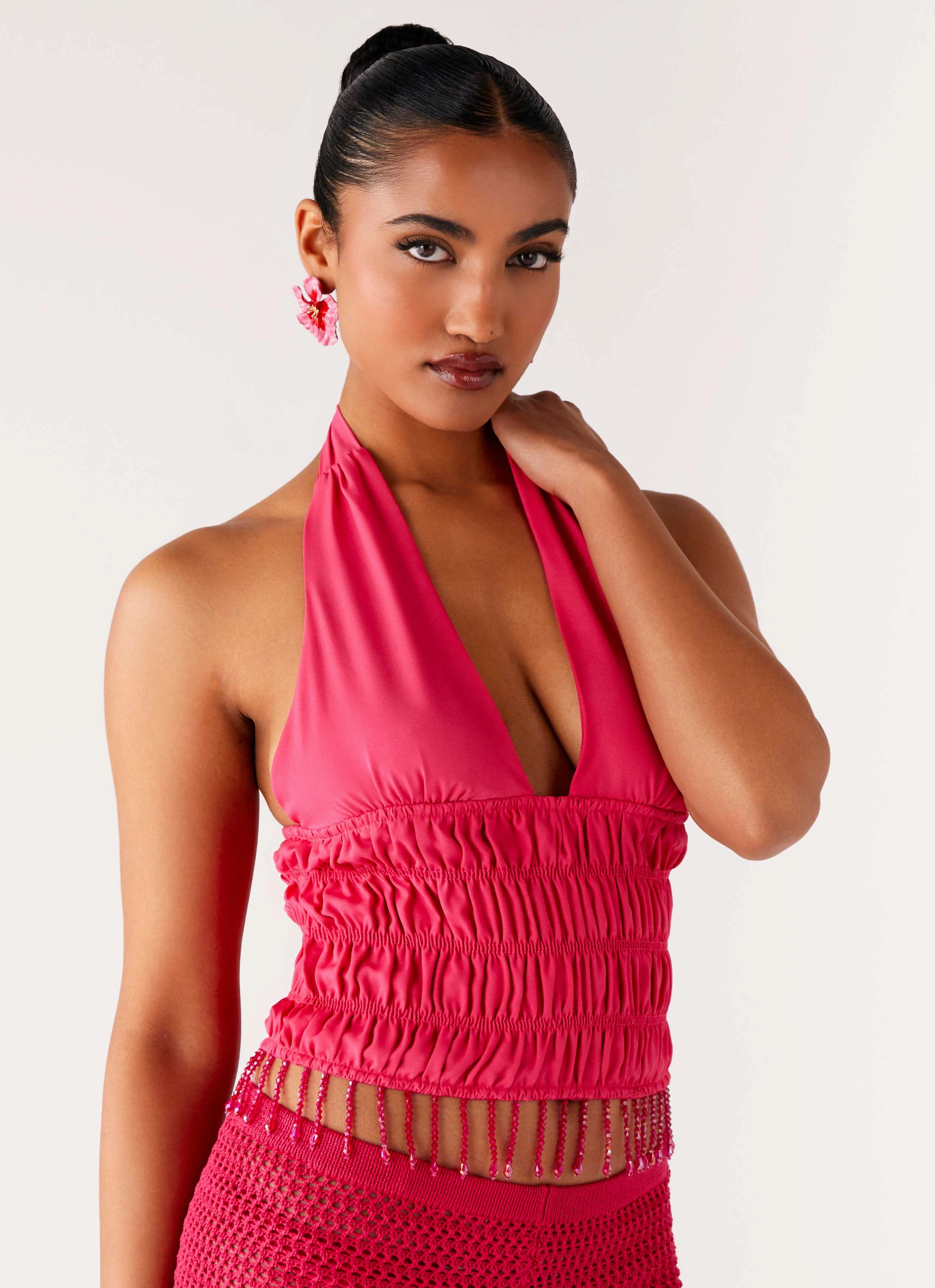 HypoallergenicMaterial Teuila Beaded Top - Fuchsia