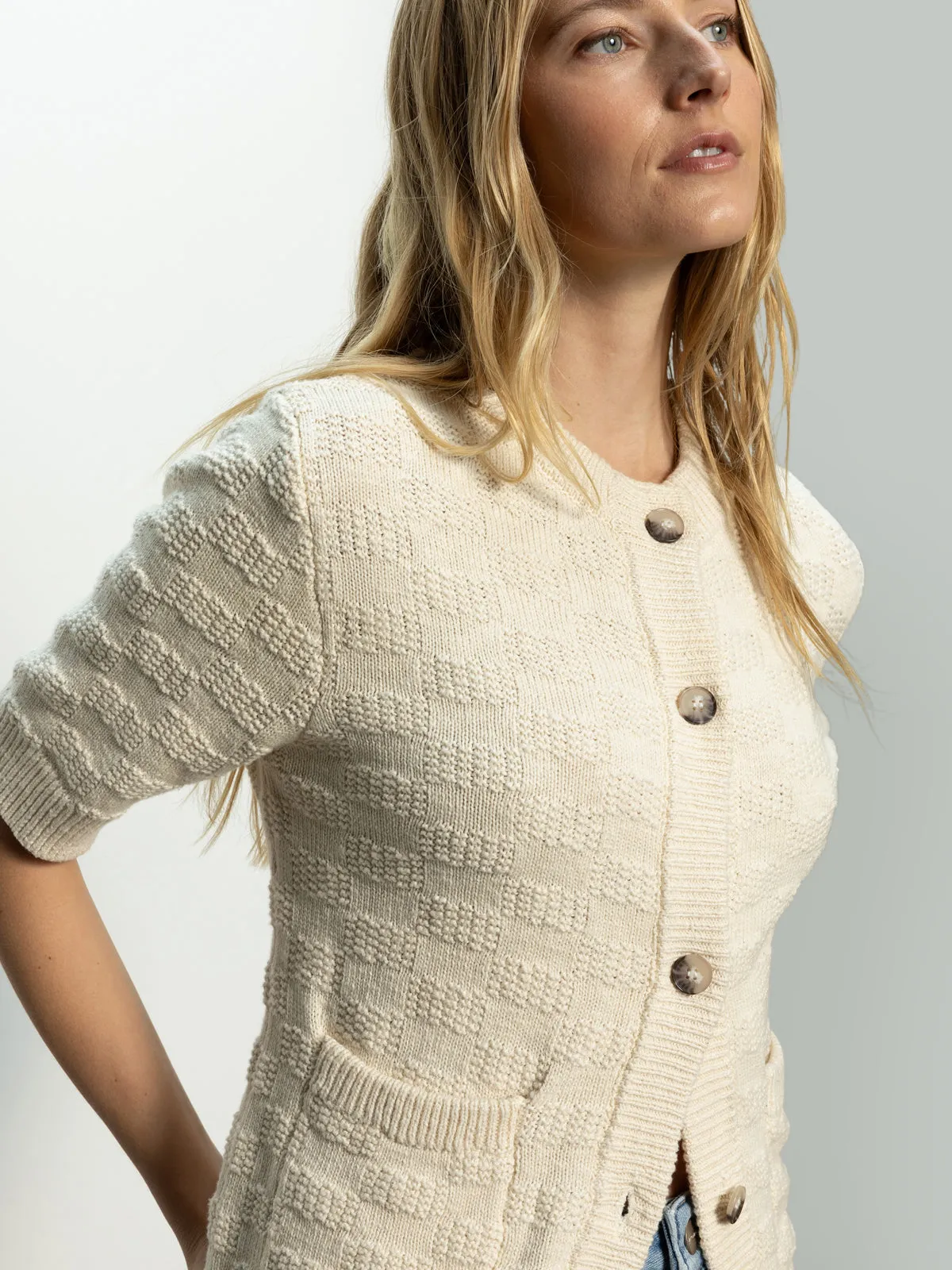 AntiPill Finish Textured Knitted Jacket Eco Natural