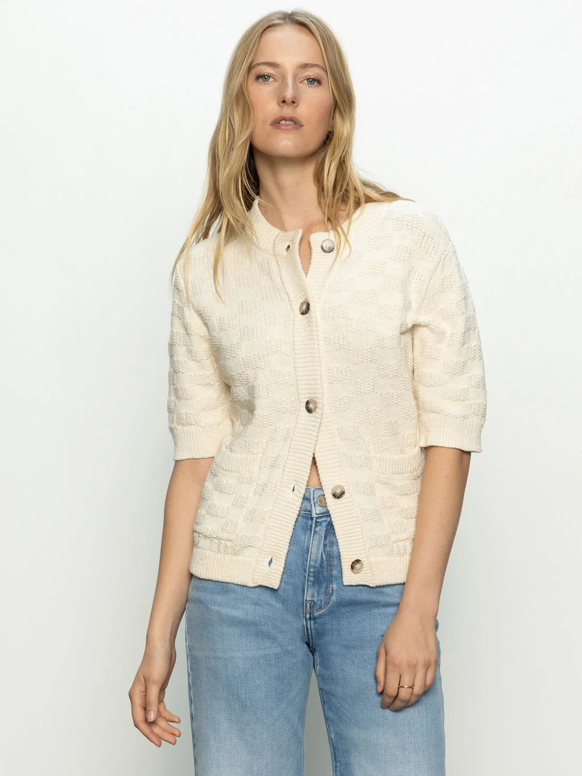 Soft Wool Interlock Knit Textured Knitted Jacket Eco Natural
