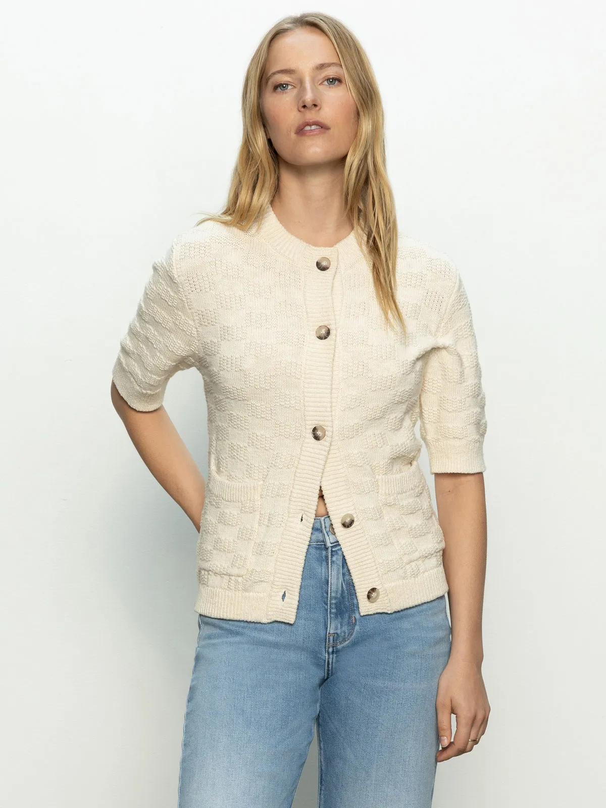 Textured Knitted Jacket Eco Natural Biodegradable Fiber Composition
