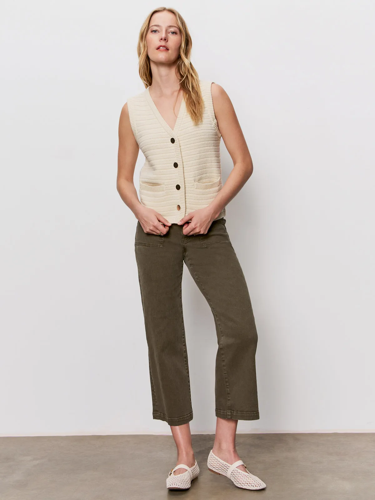 Textured Sweater Vest Macrame DoubleStitched