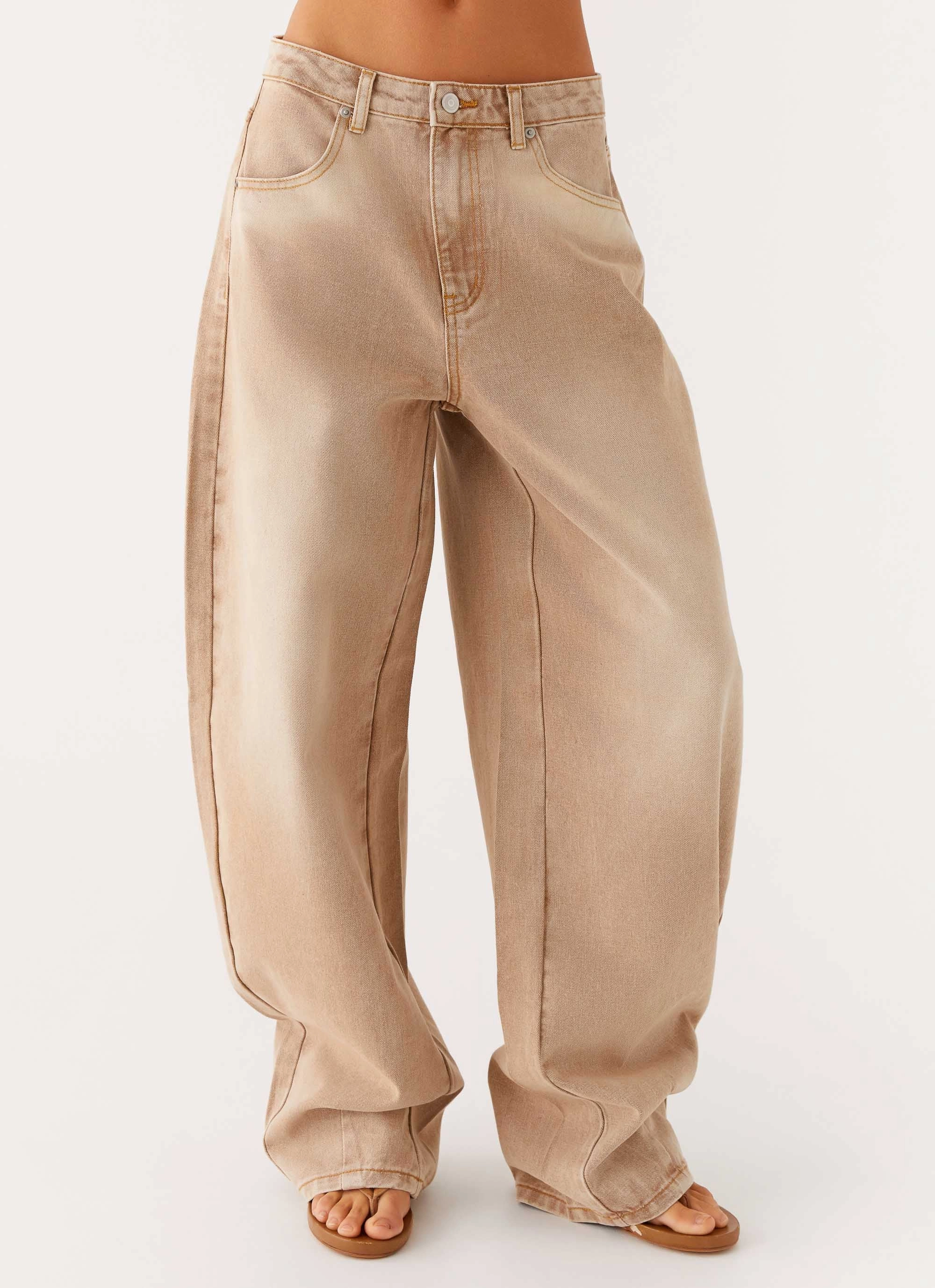 Khalil Baggy Jeans - Tan Minimalist Style Festival Outfit Loose