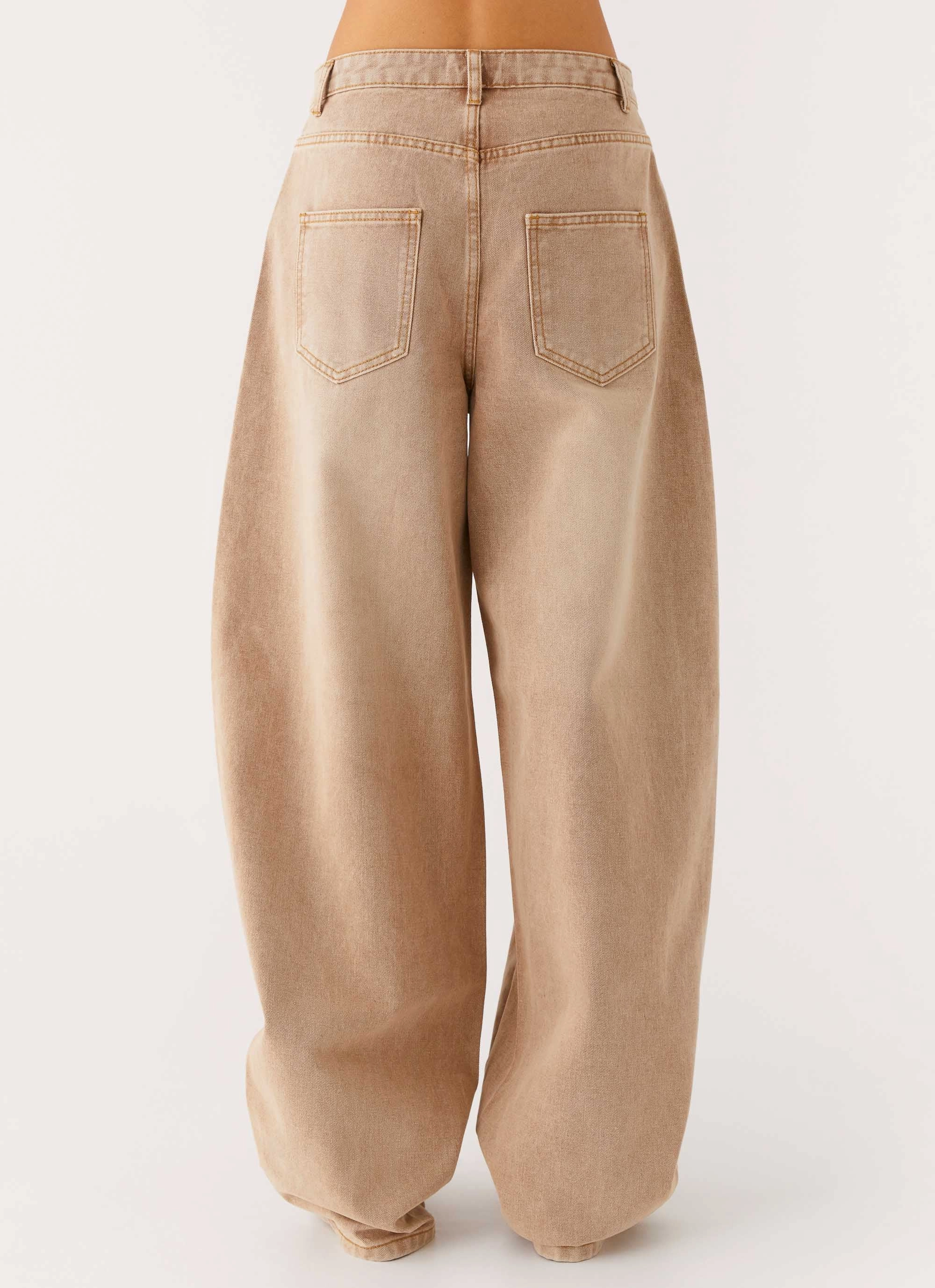 Subtle Detail Khalil Baggy Jeans - Tan