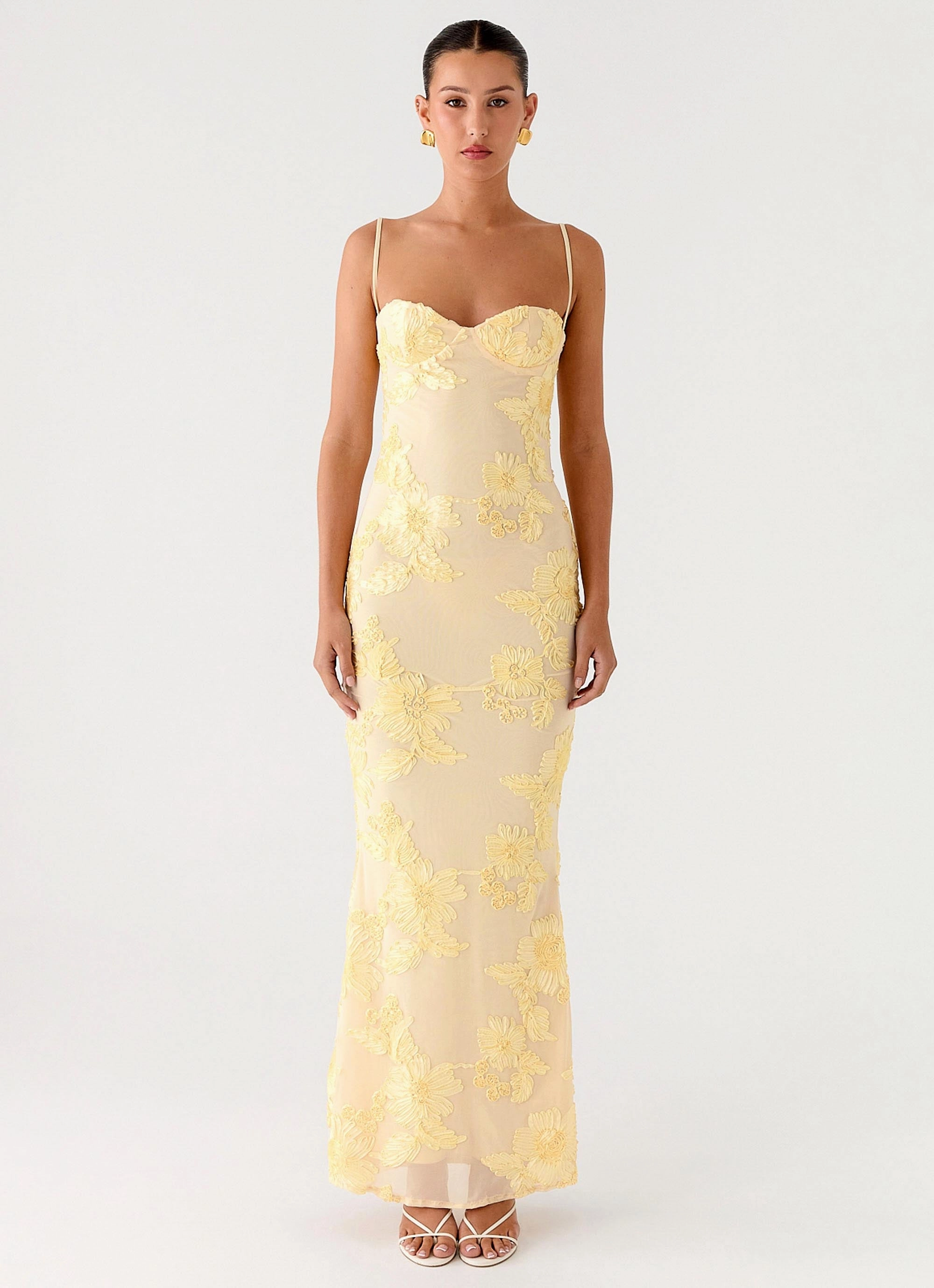 Timeless Design Applique-Detail That Girl Maxi Dress - Lemon