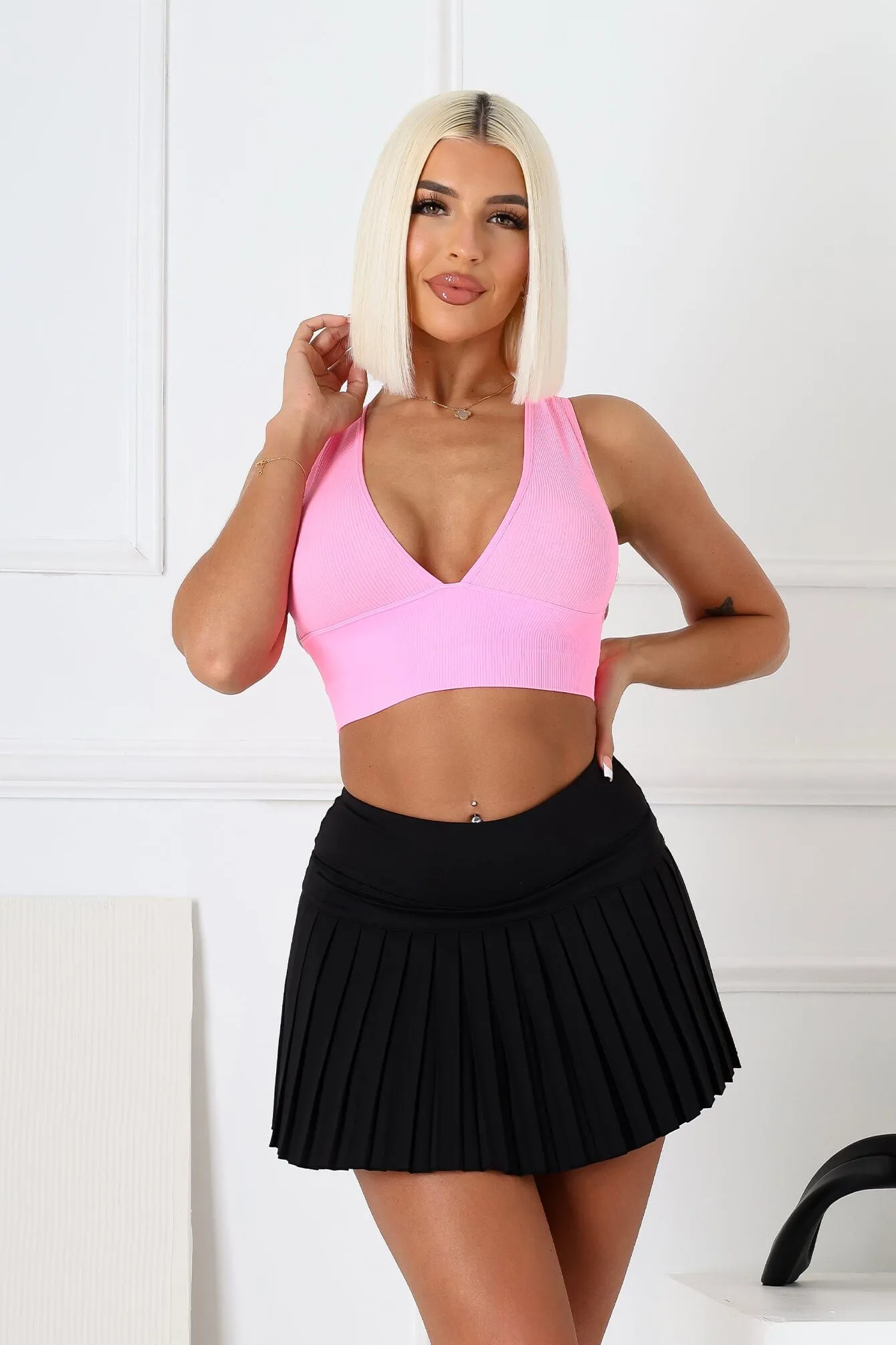 FullCut Shoulder The Baby Ribbed Deep V-Neck Top