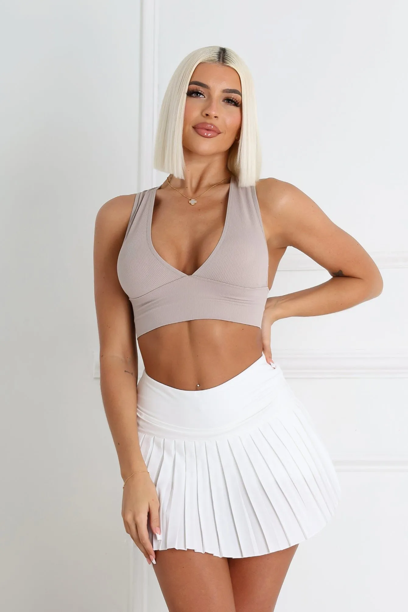 DurableZipper The Baby Ribbed Deep V-Neck Top