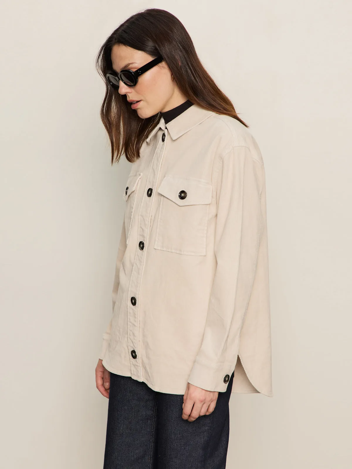 The Corduroy Shacket Mother Of Pearl Zipper Closure