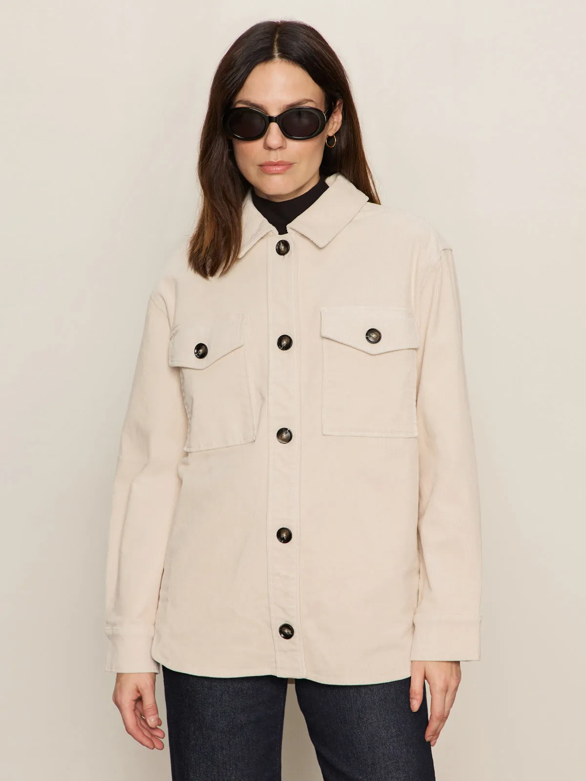 The Corduroy Shacket Mother Of Pearl NonFadeFinish LowProfileZipperSystem