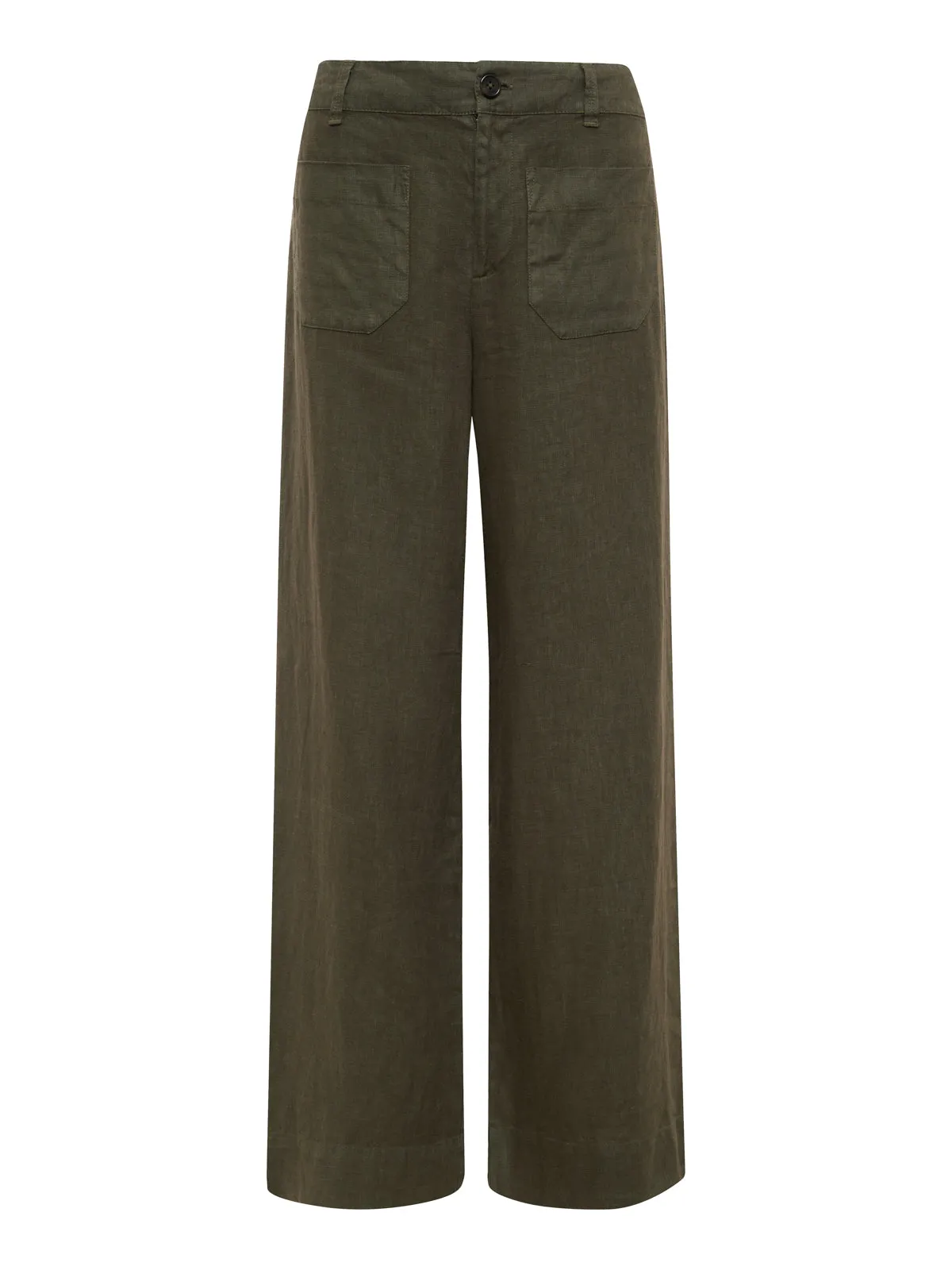 The Linen Marine Wide Leg Semi-High Rise Pant Kalamata Extended Sizing Flexible Activewear
