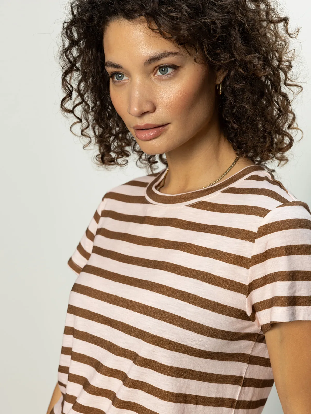 Durable Weave The Perfect Tee Earth Pink / Sepia Stripe