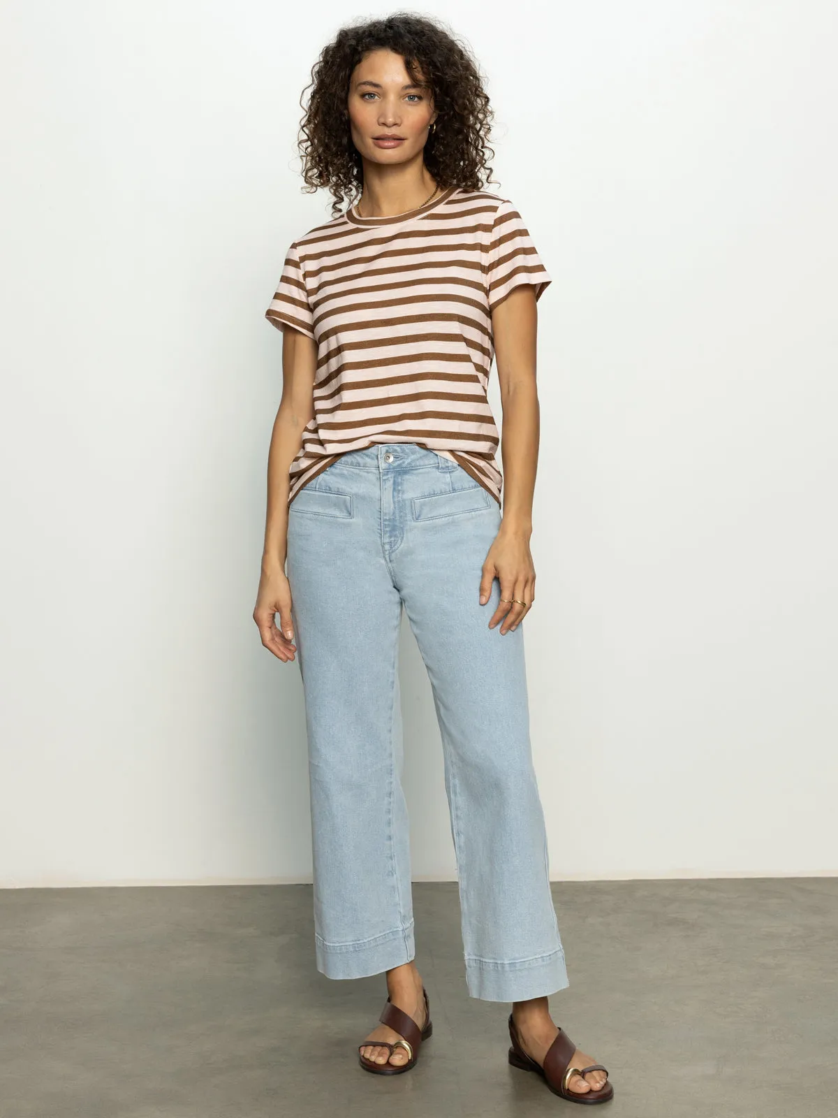 Minimalist Silhouette Cut The Perfect Tee Earth Pink / Sepia Stripe