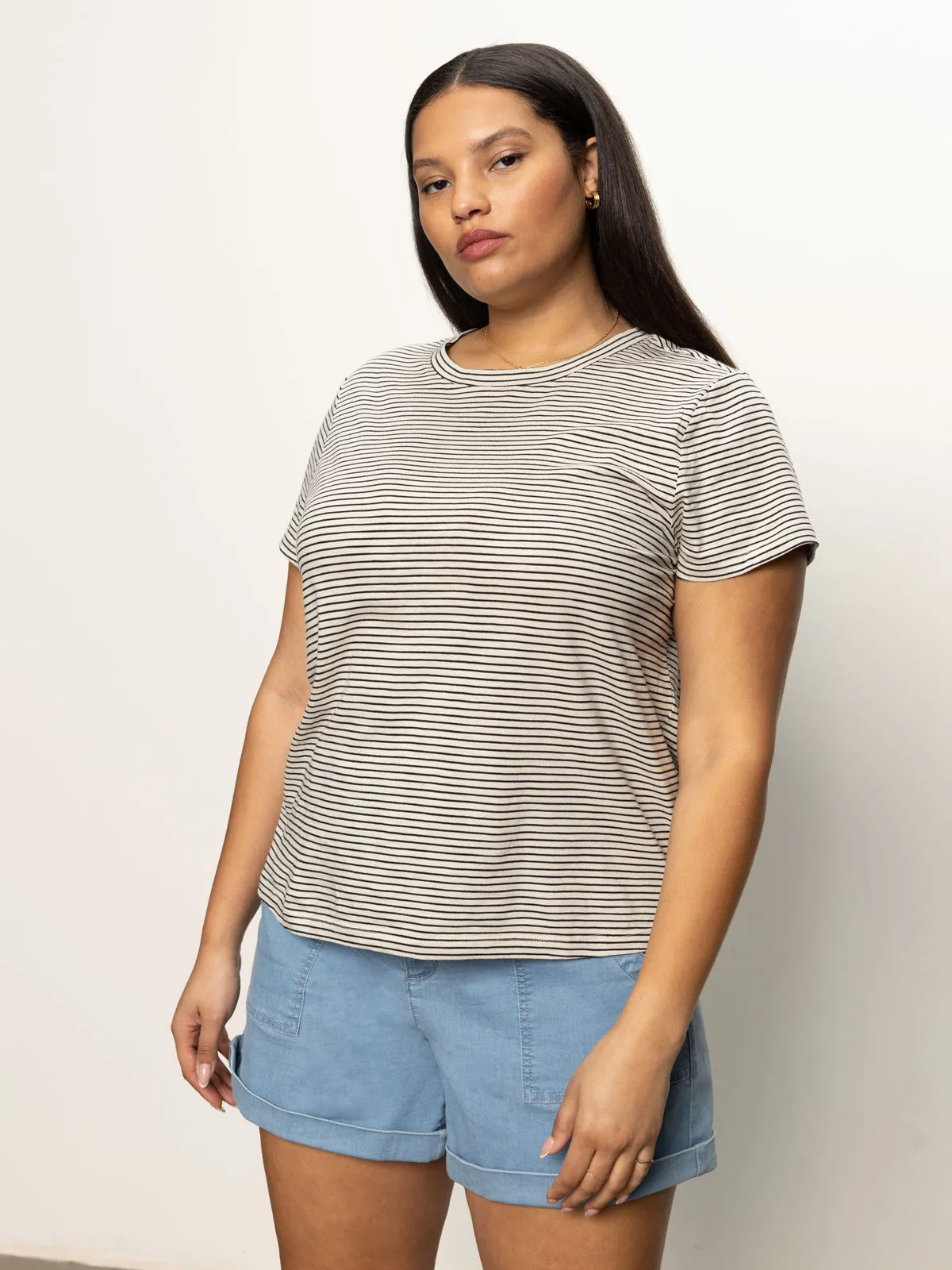 The Perfect Tee Pumice Stone / Black Stripe Extended Sizing NonScratchSurface