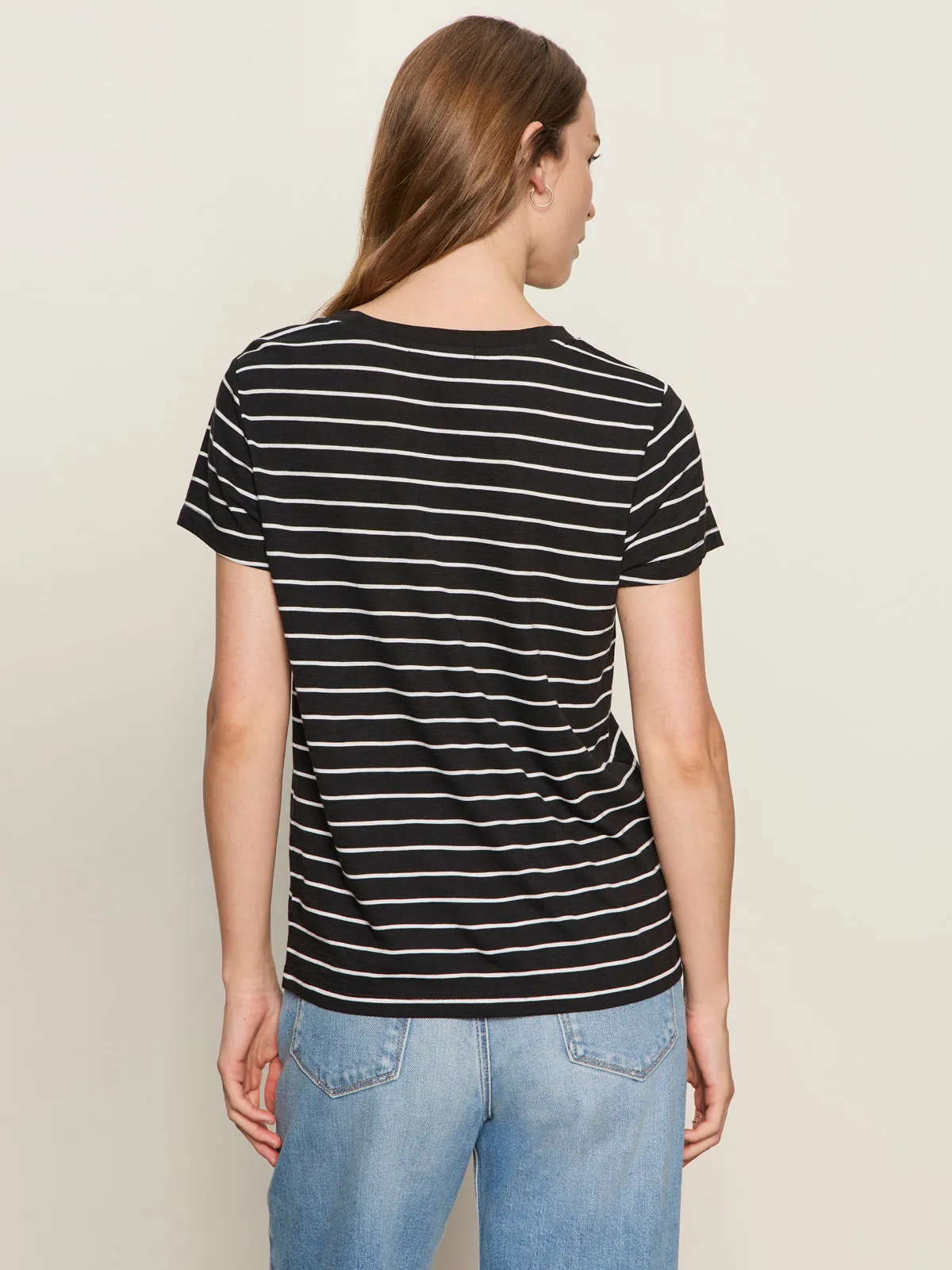 The Perfect Tee White/Black Stripe Light Fabric NonChafingTrim
