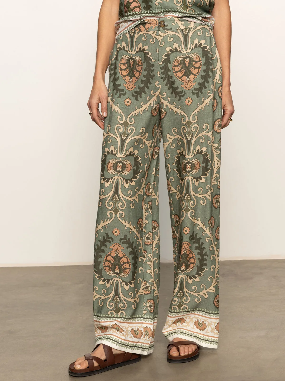 The Soft Semi High Rise Trouser Mezzo Sage AllDayComfort