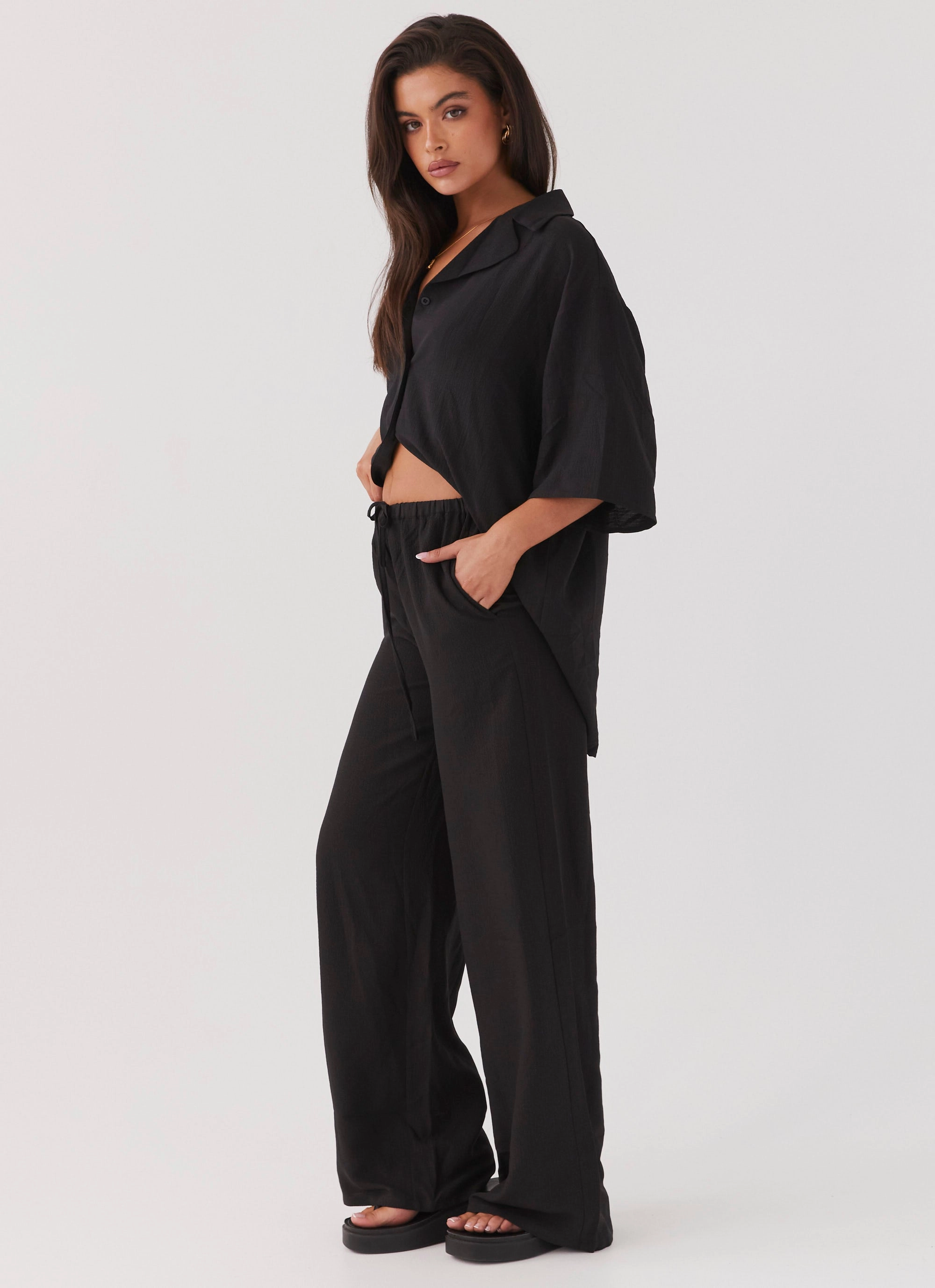Flexible Gusset Design The Good Days Pants - Black