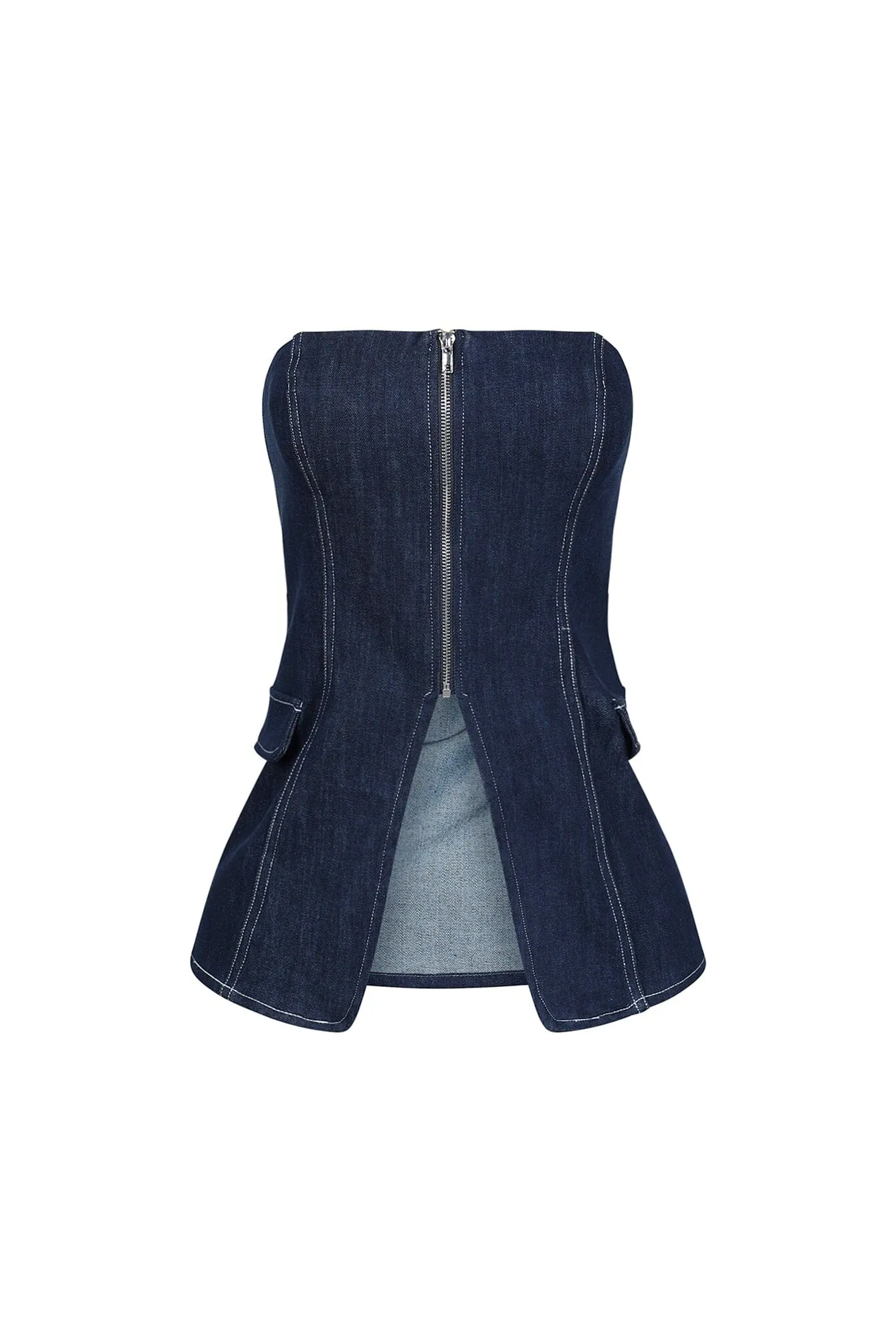 QuickReleaseFastenings Meems Dusk Denim Zip up Tube Top
