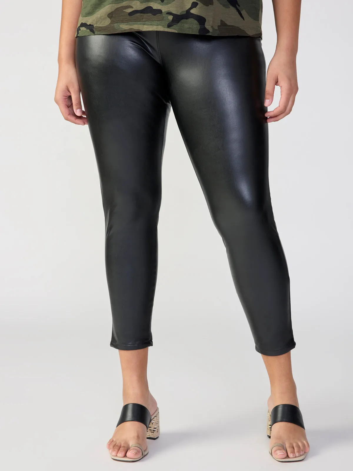 AntiSlipGrip Casual Comfort Runway Semi High Rise Legging Slick Black Extended Sizing