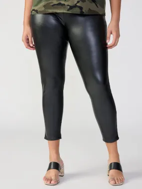 ThermalInsulation Tear Resistant Weave Runway Semi High Rise Legging Slick Black Extended Sizing