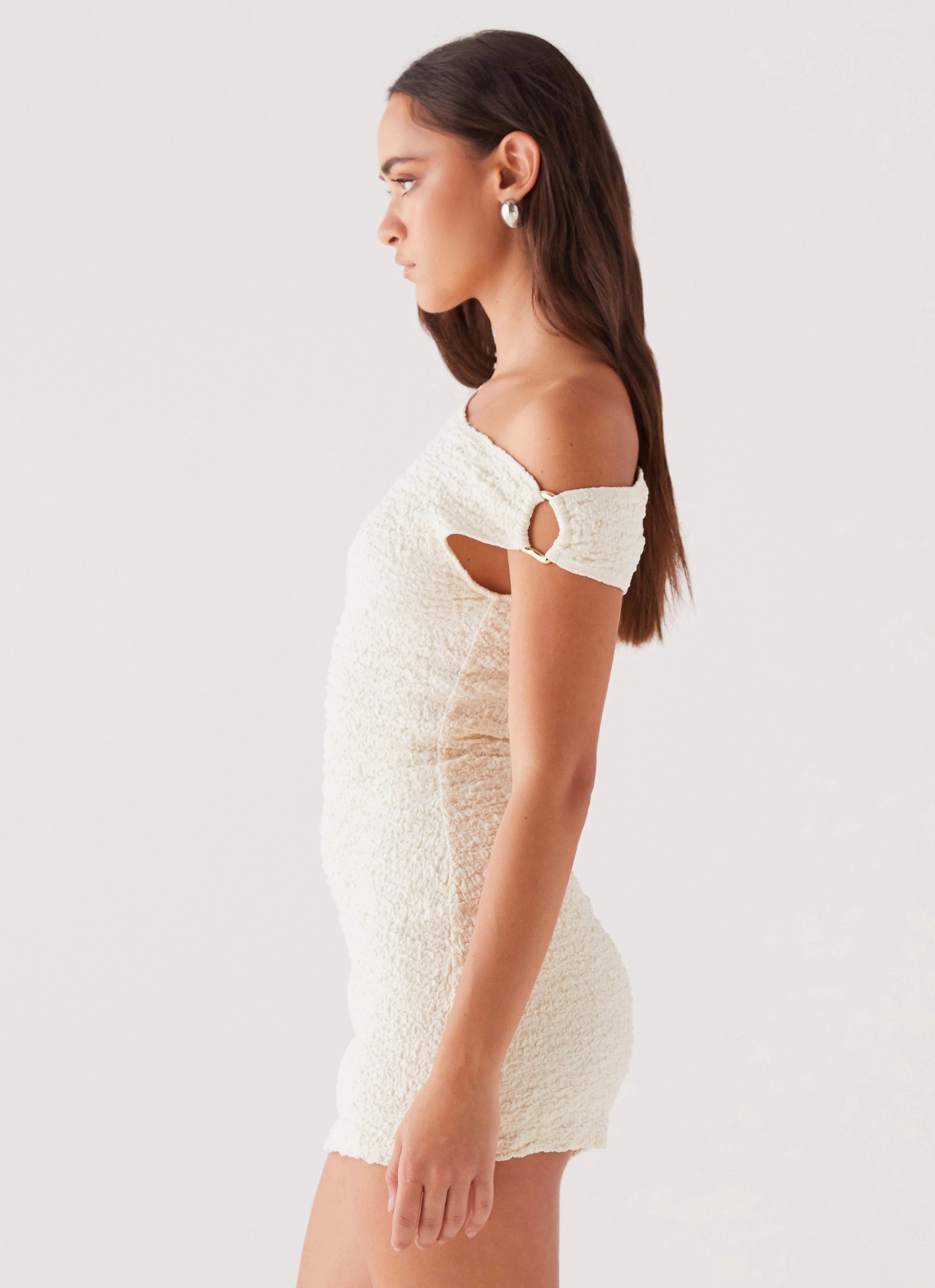 Farah Off Shoulder Mini Dress - White Heritage Craft