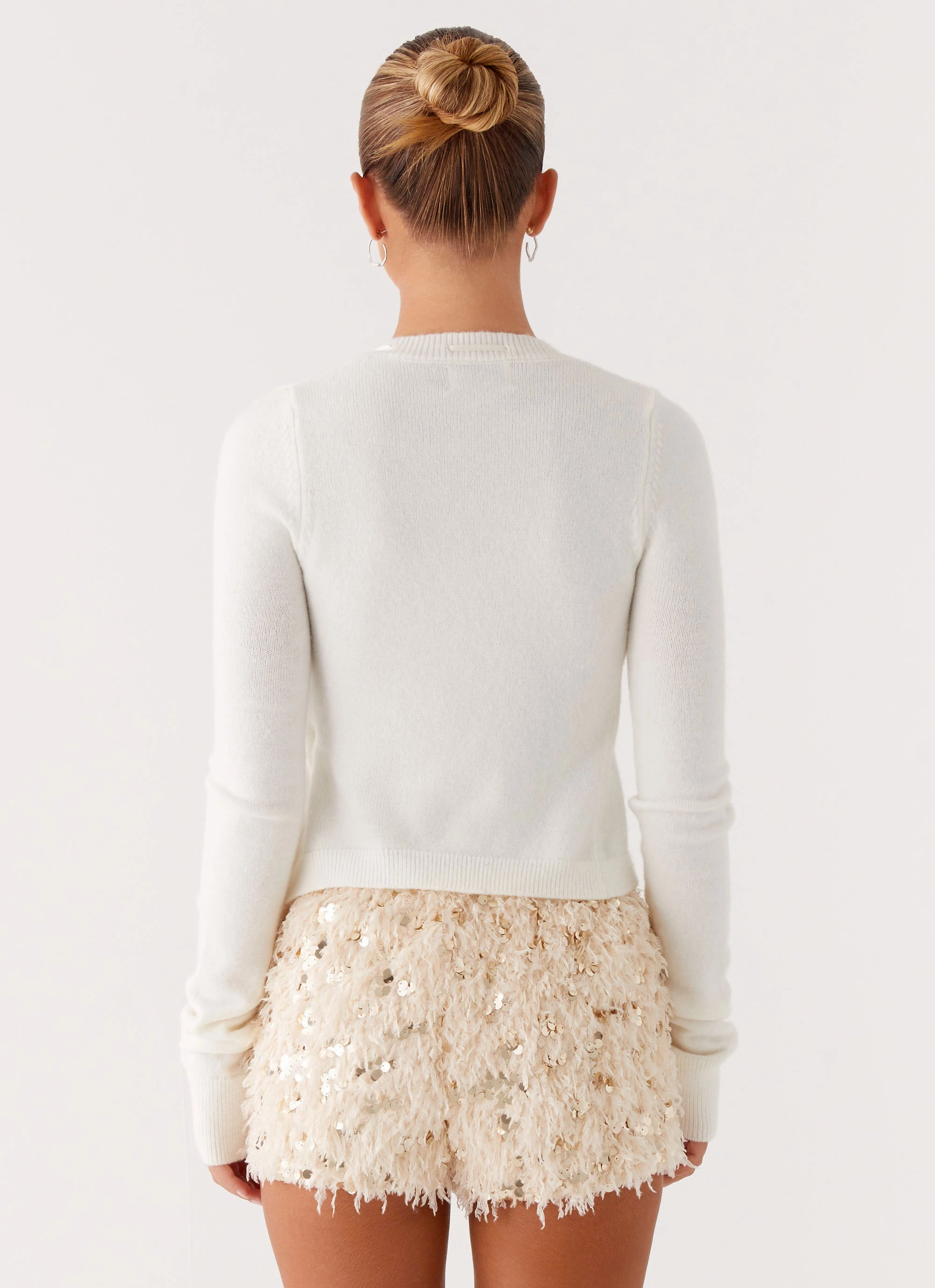 Rubberized grip Candy Sequin Mini Shorts - White