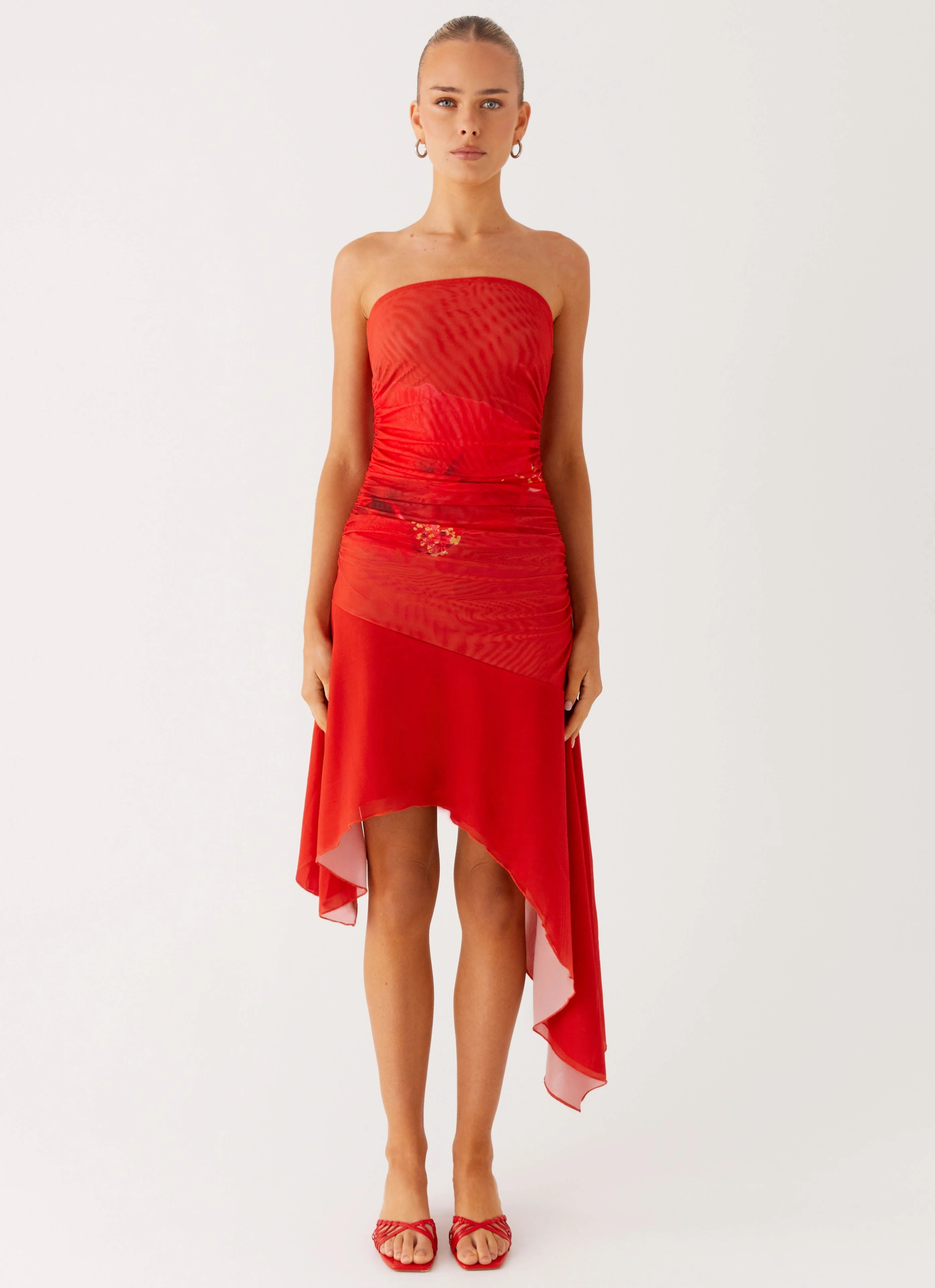 Think About It Midi Dress - Fire Red Mermaid-Hem