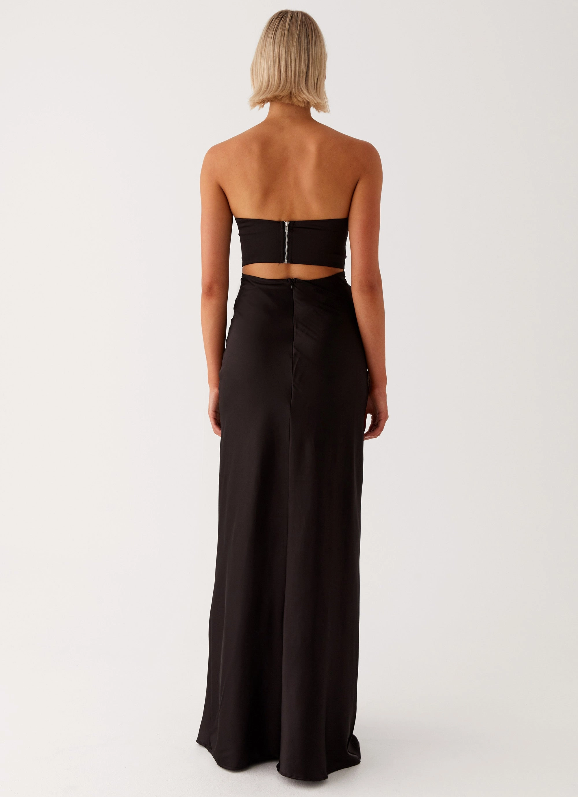 Tianna Strapless Maxi Dress - Black Sheer Look Modern Fit