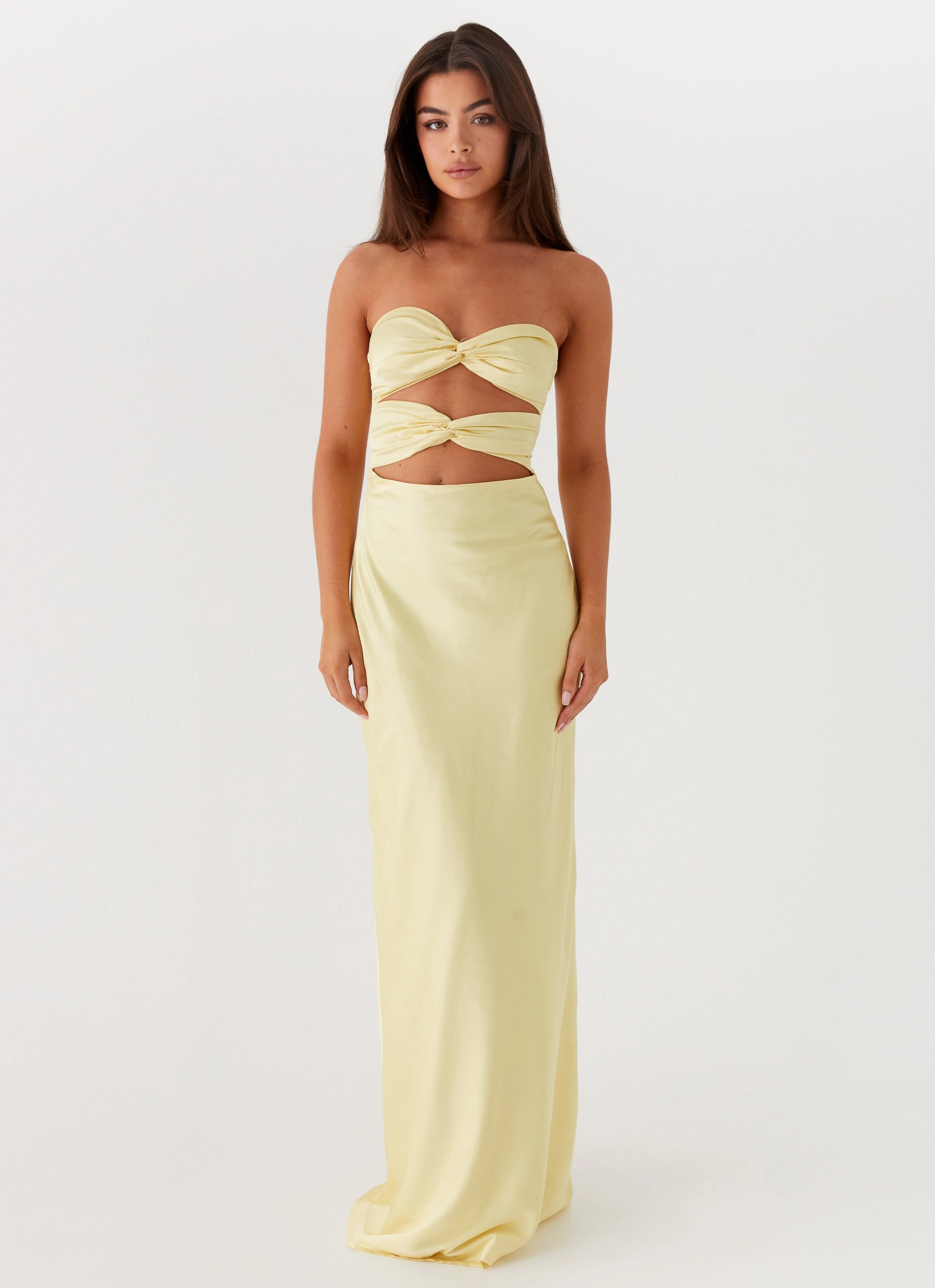 Refined Mood StretchableKnit Tianna Strapless Maxi Dress - Yellow