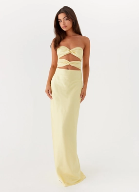 Tianna Strapless Maxi Dress - Yellow Winter-Season