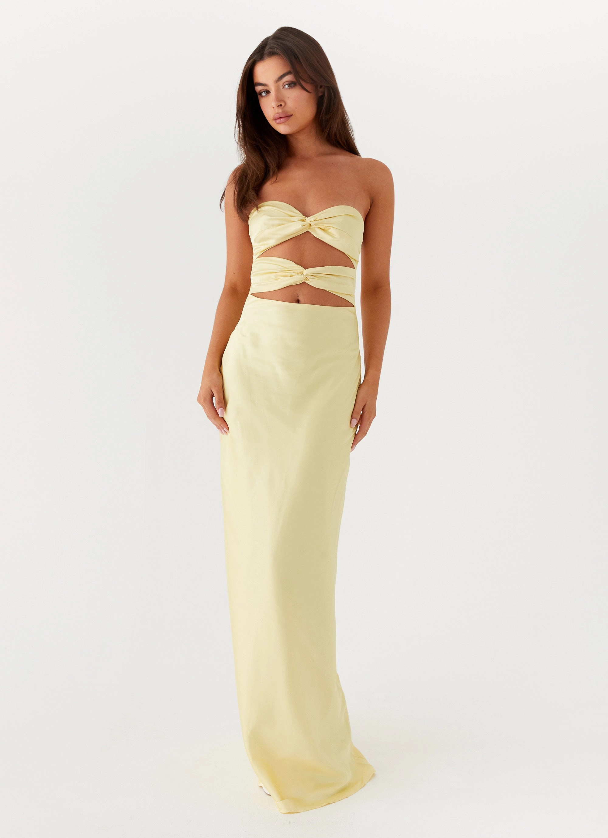 Tianna Strapless Maxi Dress - Yellow Winter-Season