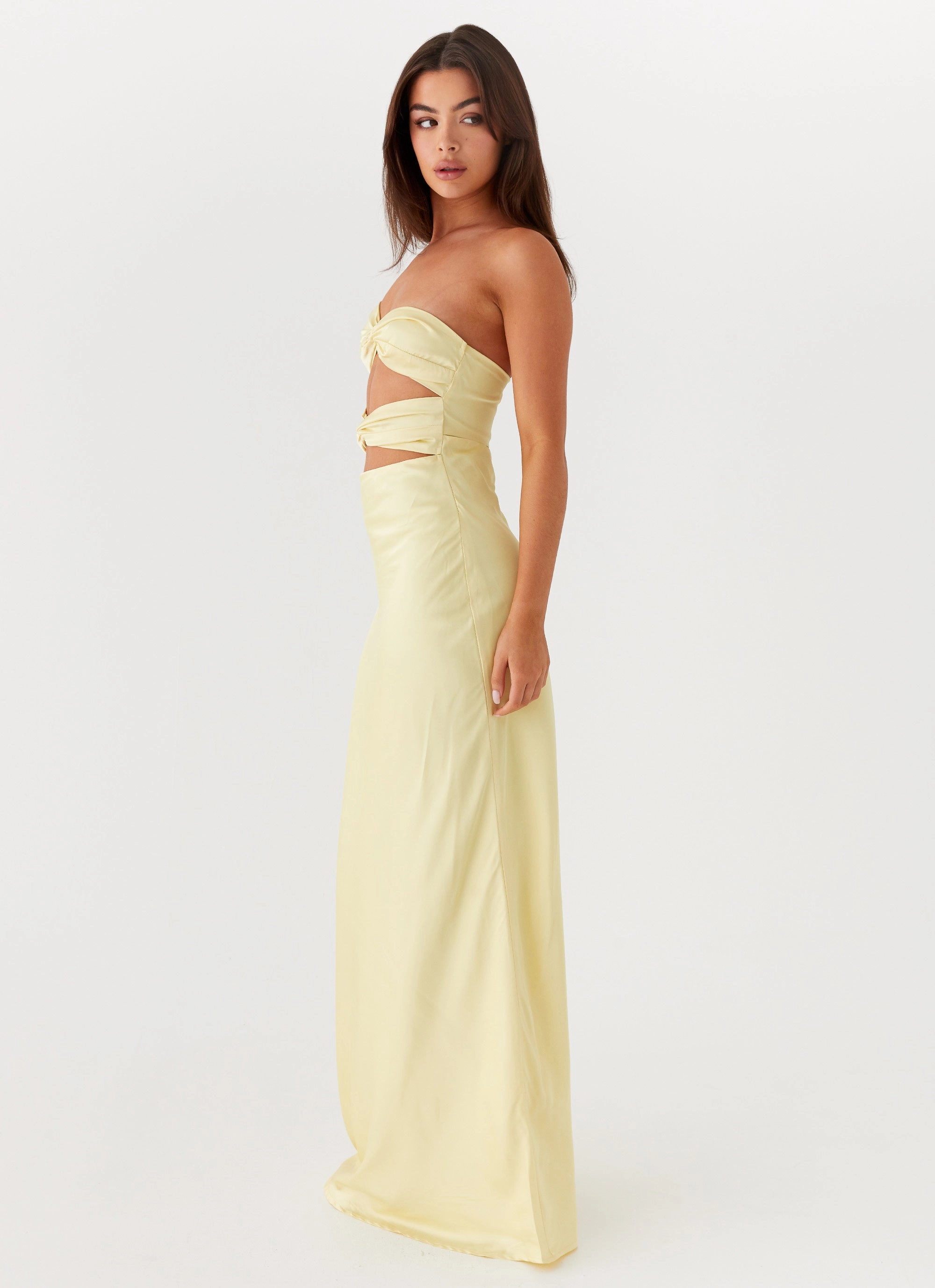 Square Neck Clean Touch Tianna Strapless Maxi Dress - Yellow