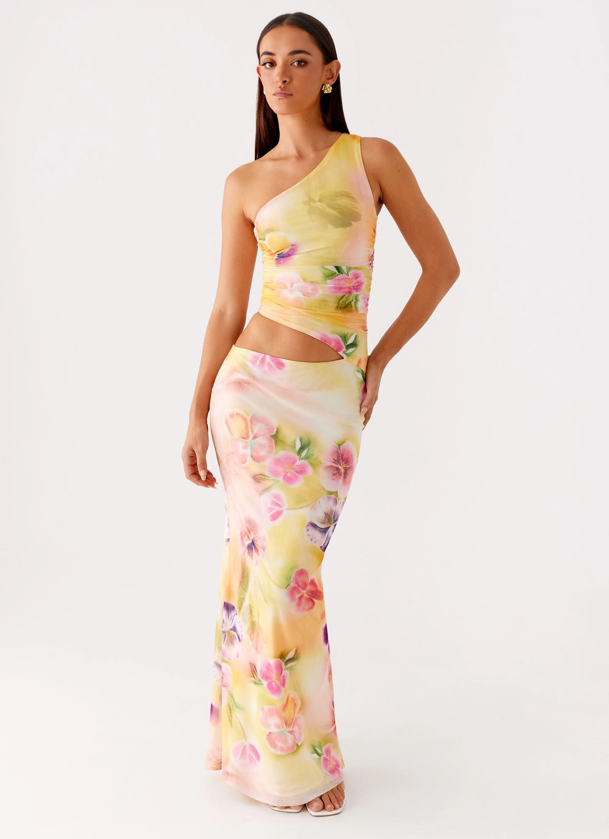 Limited-Edition Seranella One Shoulder Maxi Dress - Sunburst Floral