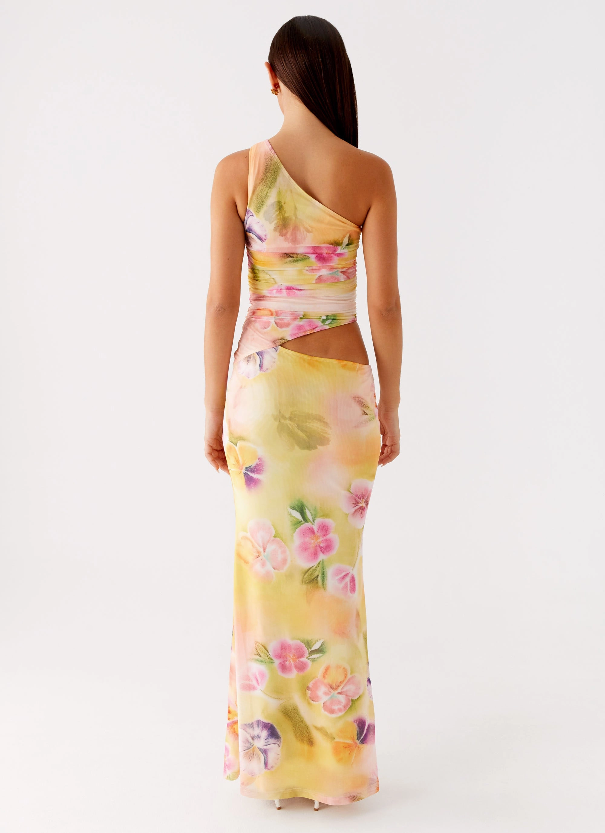 Seranella One Shoulder Maxi Dress - Sunburst Floral Smart Vibe Luxe Mood
