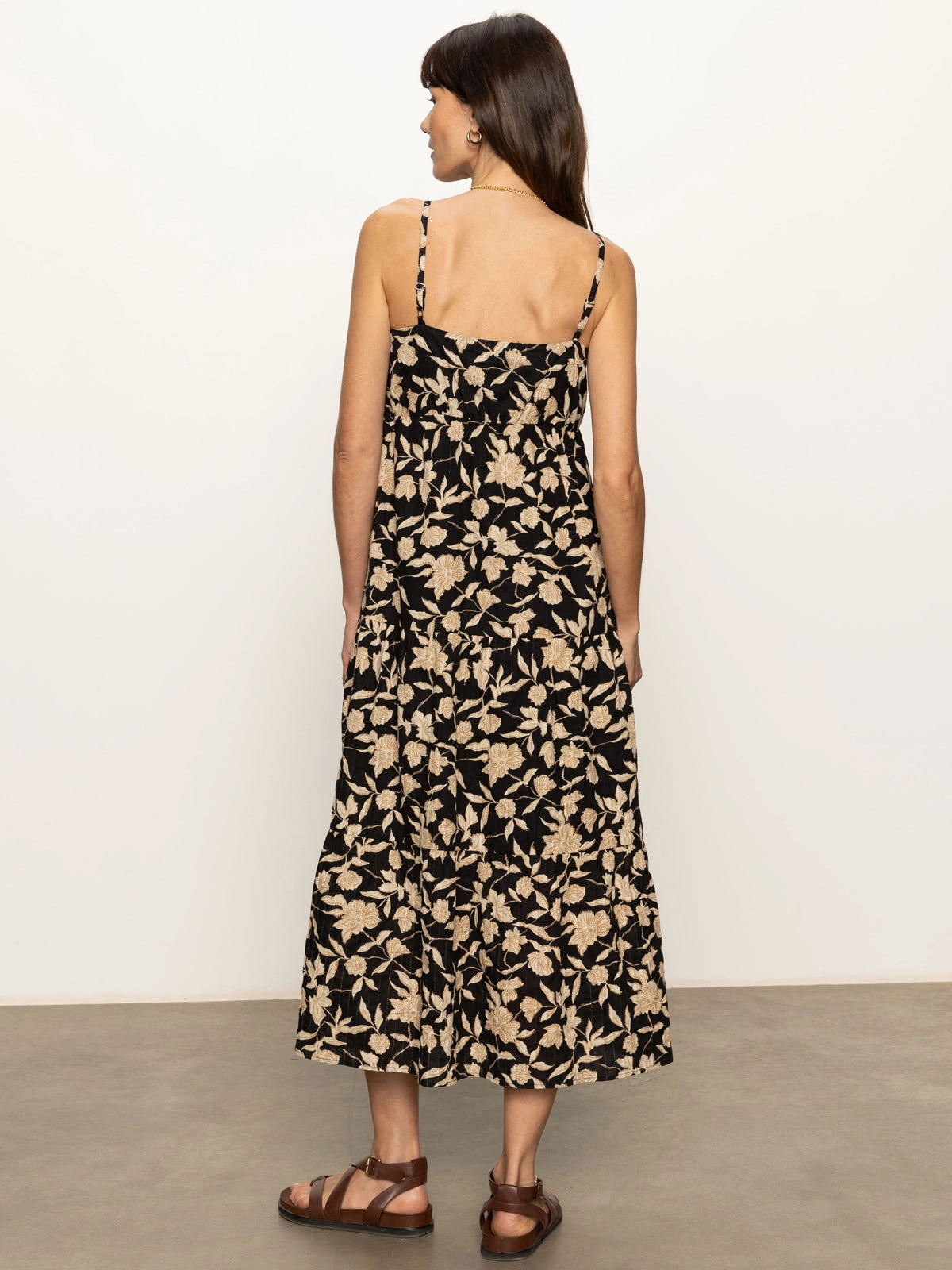 Tiered Picot Dress Bandana Print RibbedNeckline Reflective Accent Trim