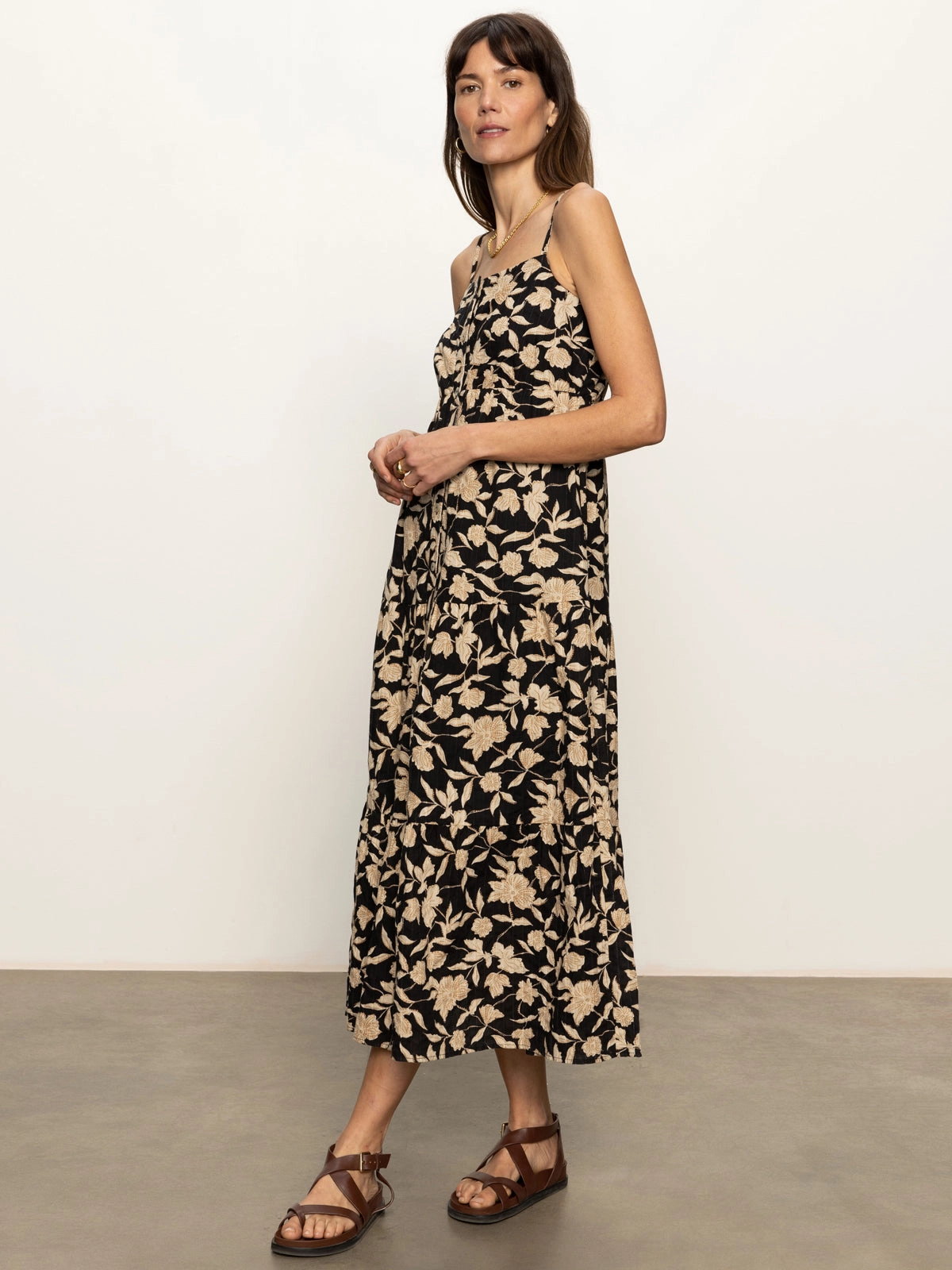 Smooth Stitching Tiered Picot Dress Bandana Print