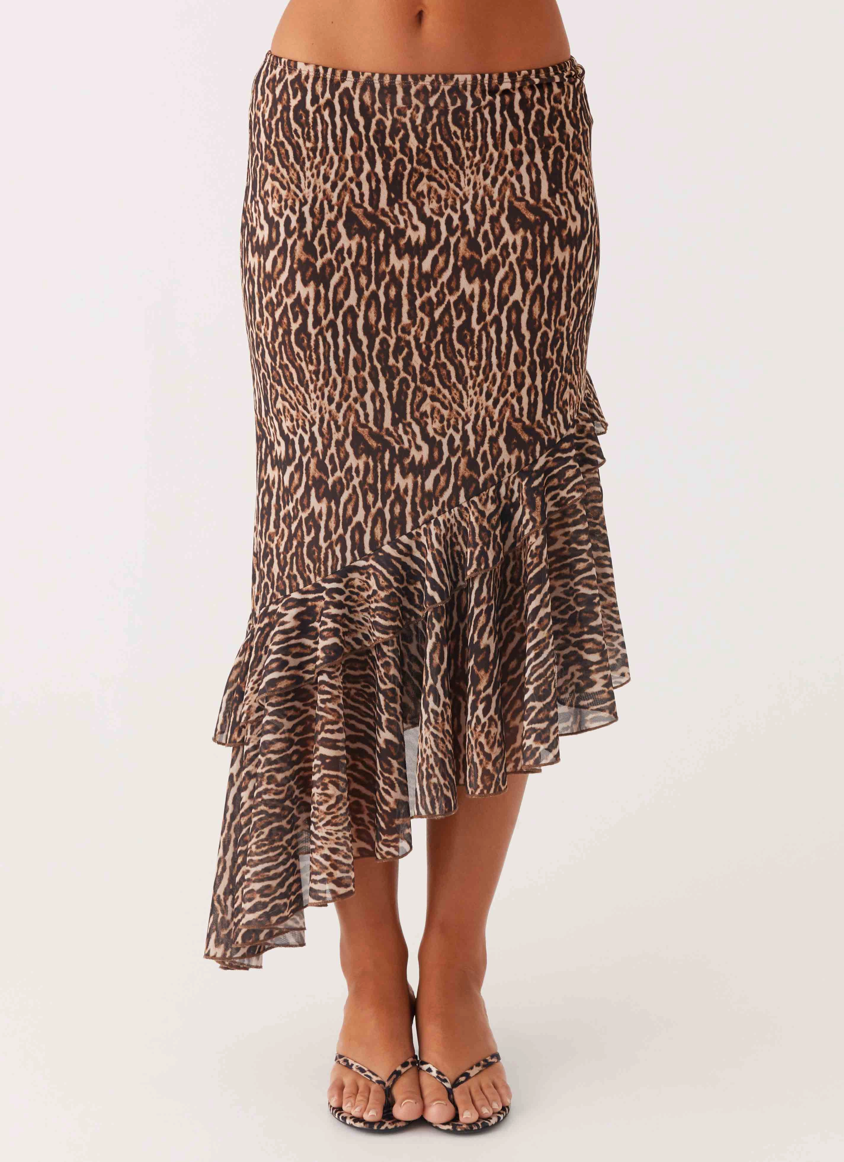 Semi Sheer Wild Tide Midi Skirt - Cheetah
