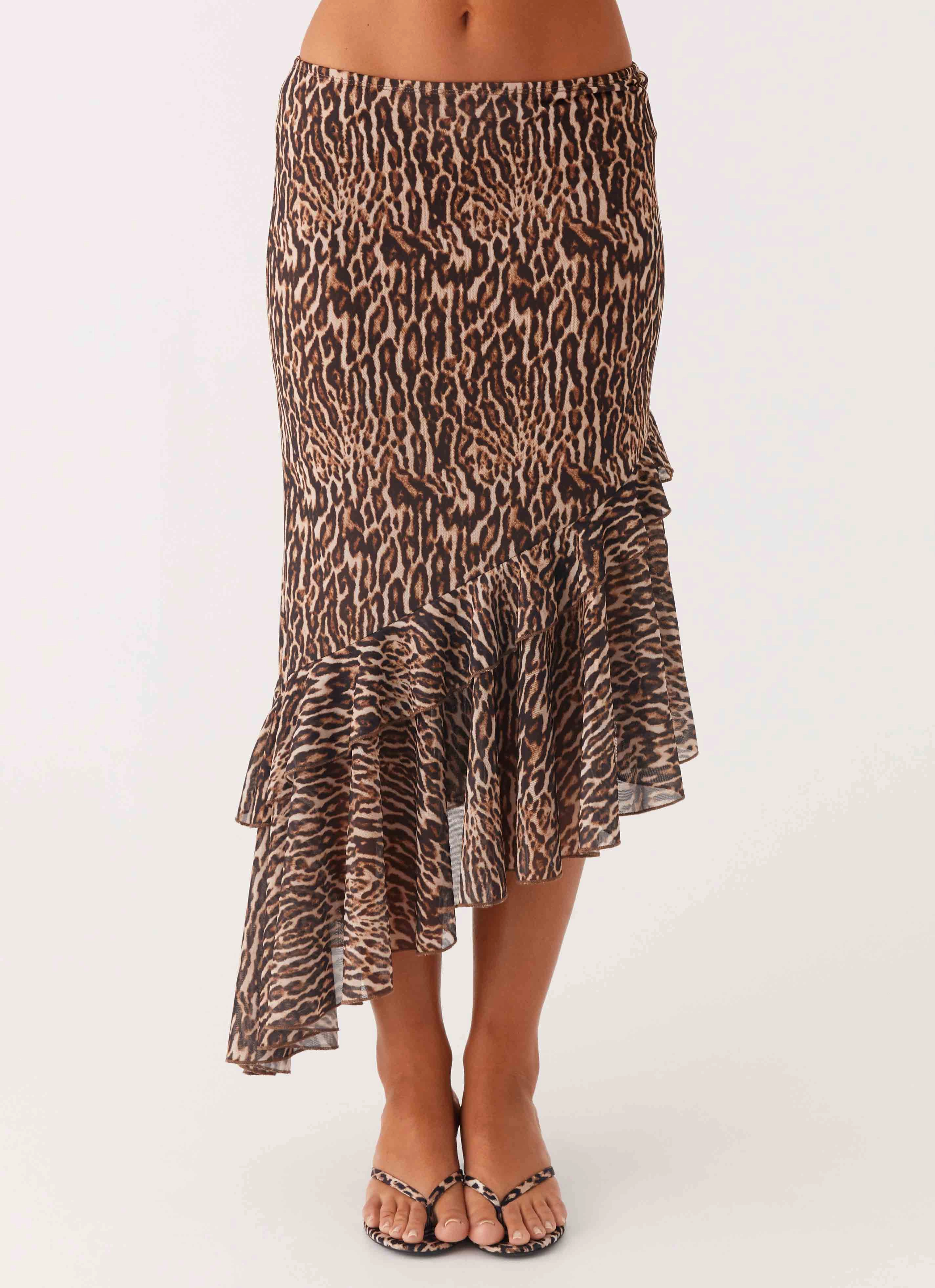Wild Tide Midi Skirt - Cheetah Travel Ready Anti Pilling Fabric