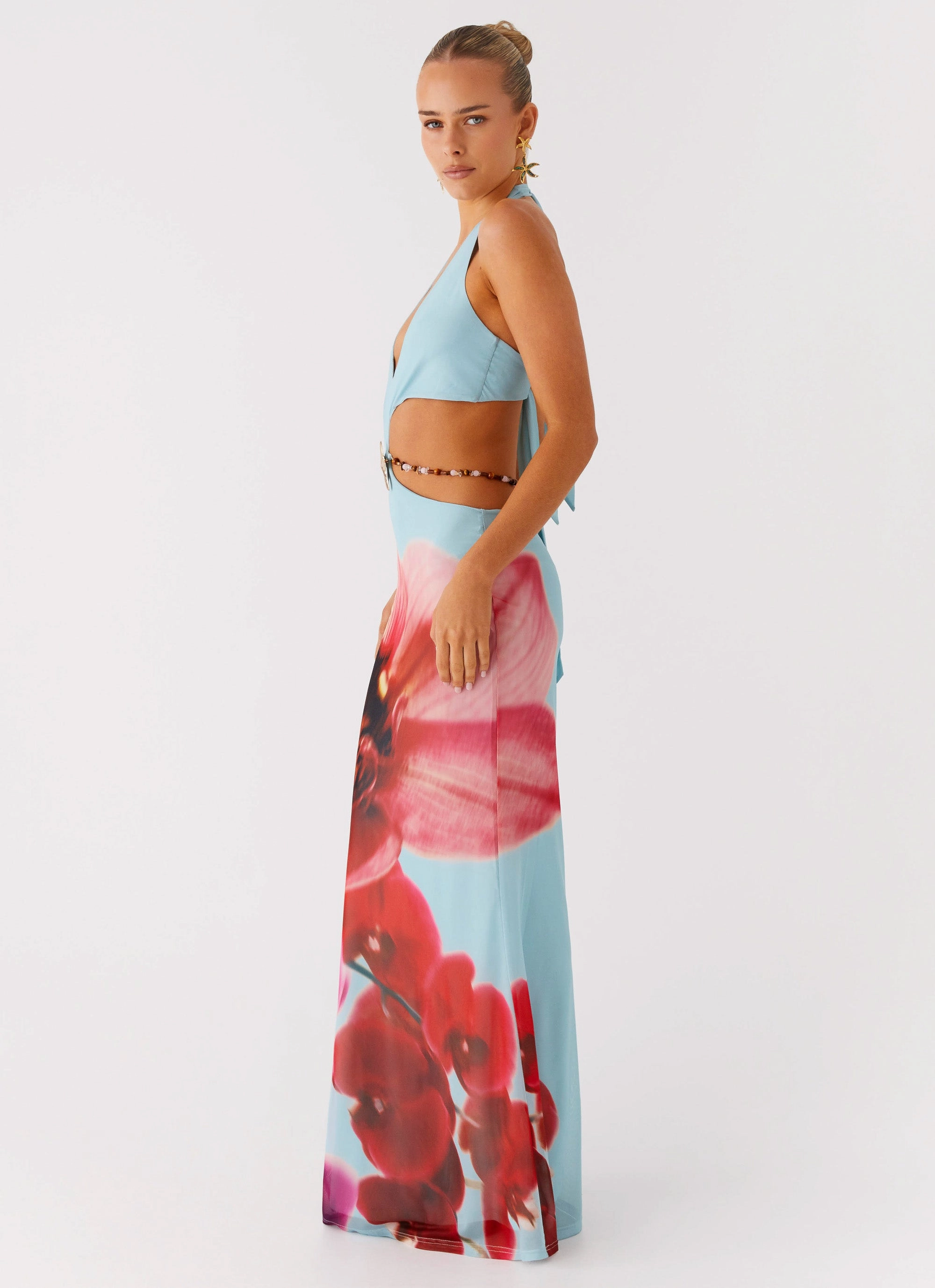 Night Mood Time To Dance Maxi Dress - Turquoise Bloom