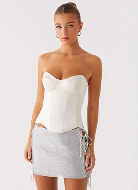 Radar Satin Corset - Ivory OEKOTEX Certified Fabric Soft Touch