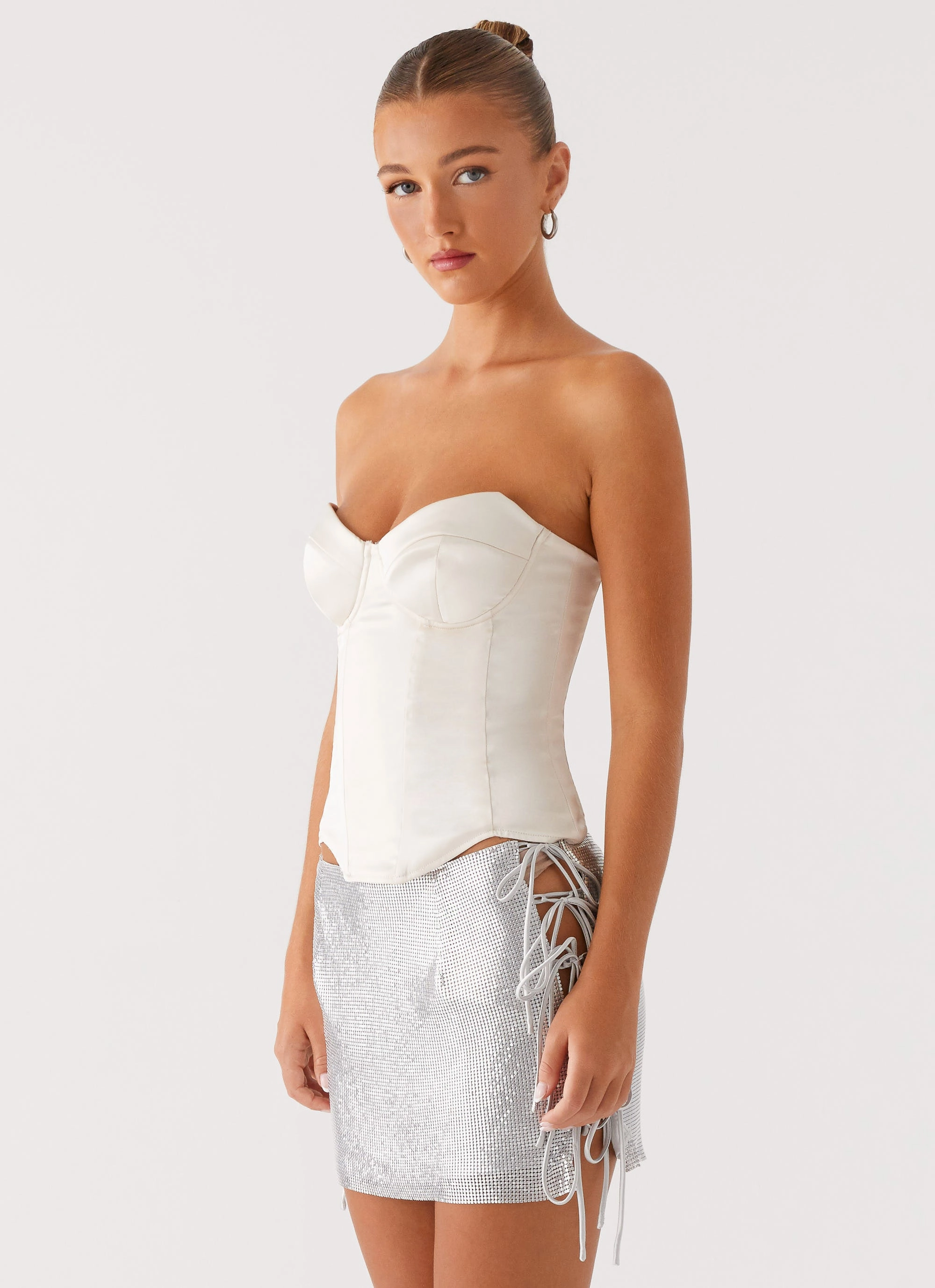 Lightweight Blouse Radar Satin Corset - Ivory