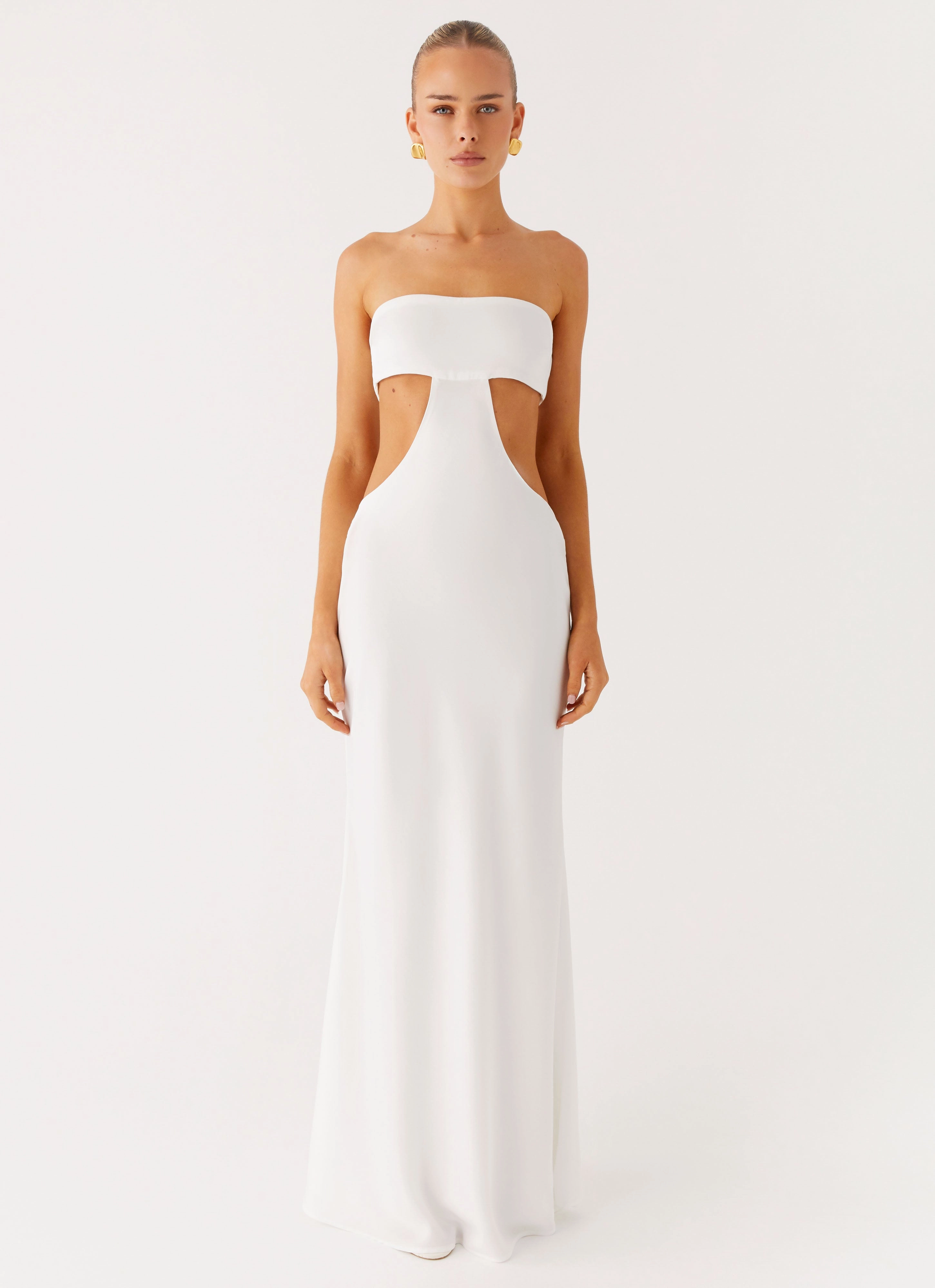 Rose Soft Layered Fit Kiss Me Cut Out Maxi - Ivory