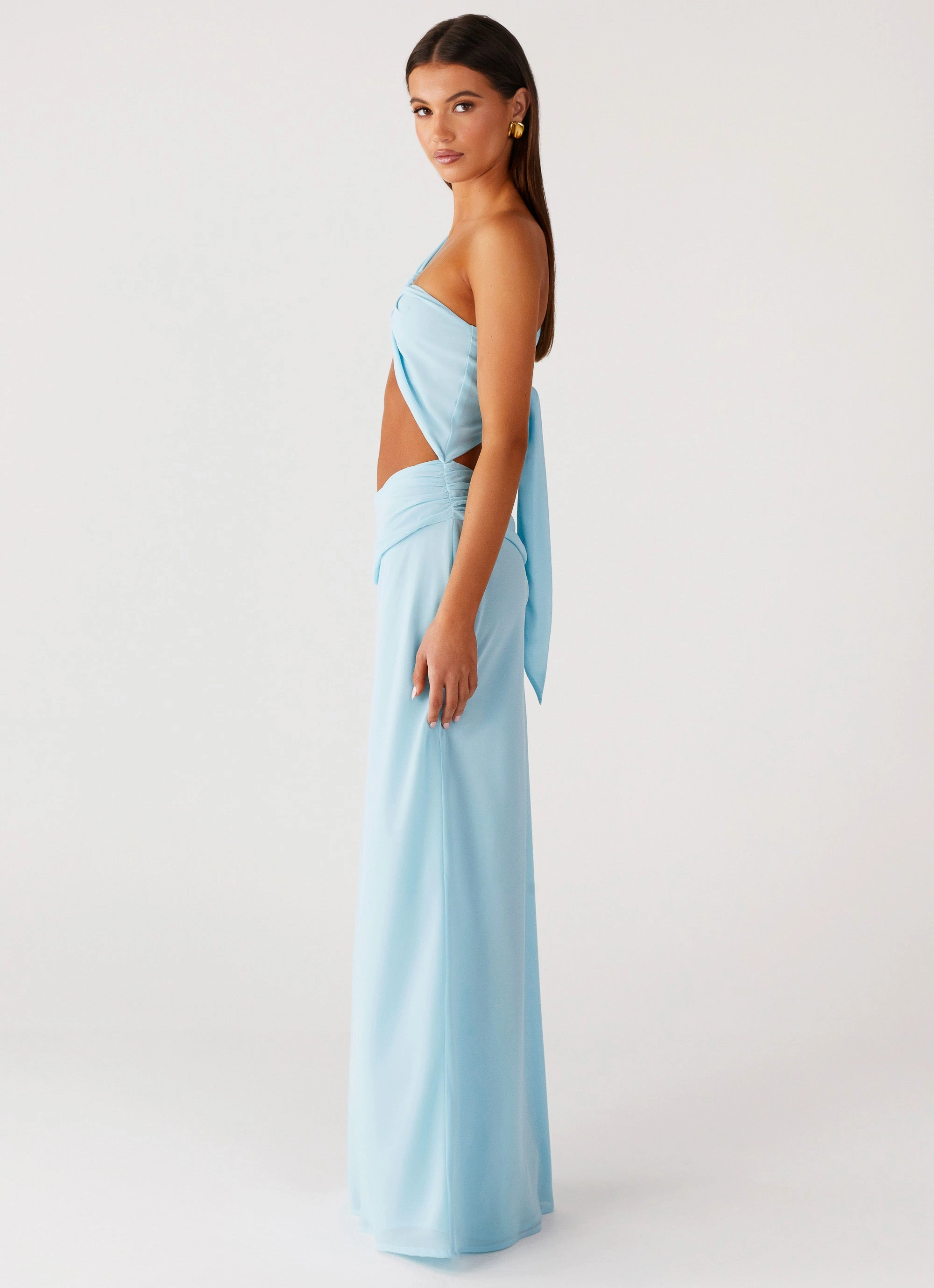Cindelle One Shoulder Maxi Dress - Turquoise Casual and Smart Smooth Fit