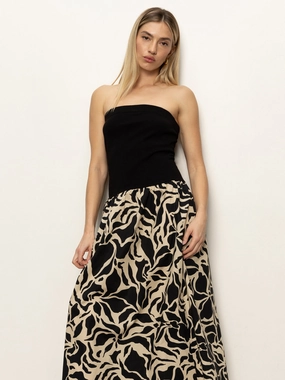 summer look Eco Conscious Packaging Meet Me At Sea Midi Dress Black Mirage
