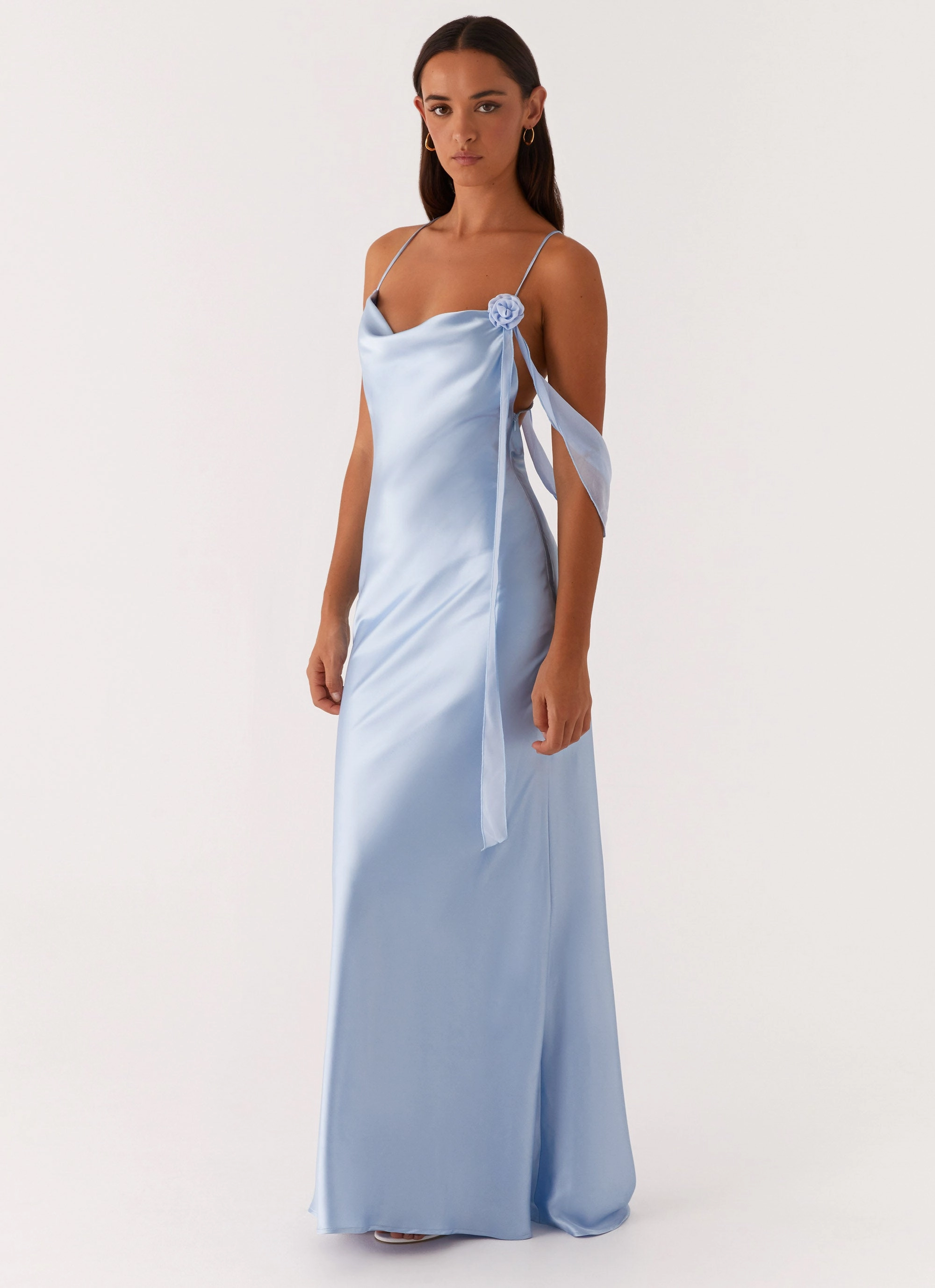 Tall Girl Too Sweet Satin Maxi Dress - Blue