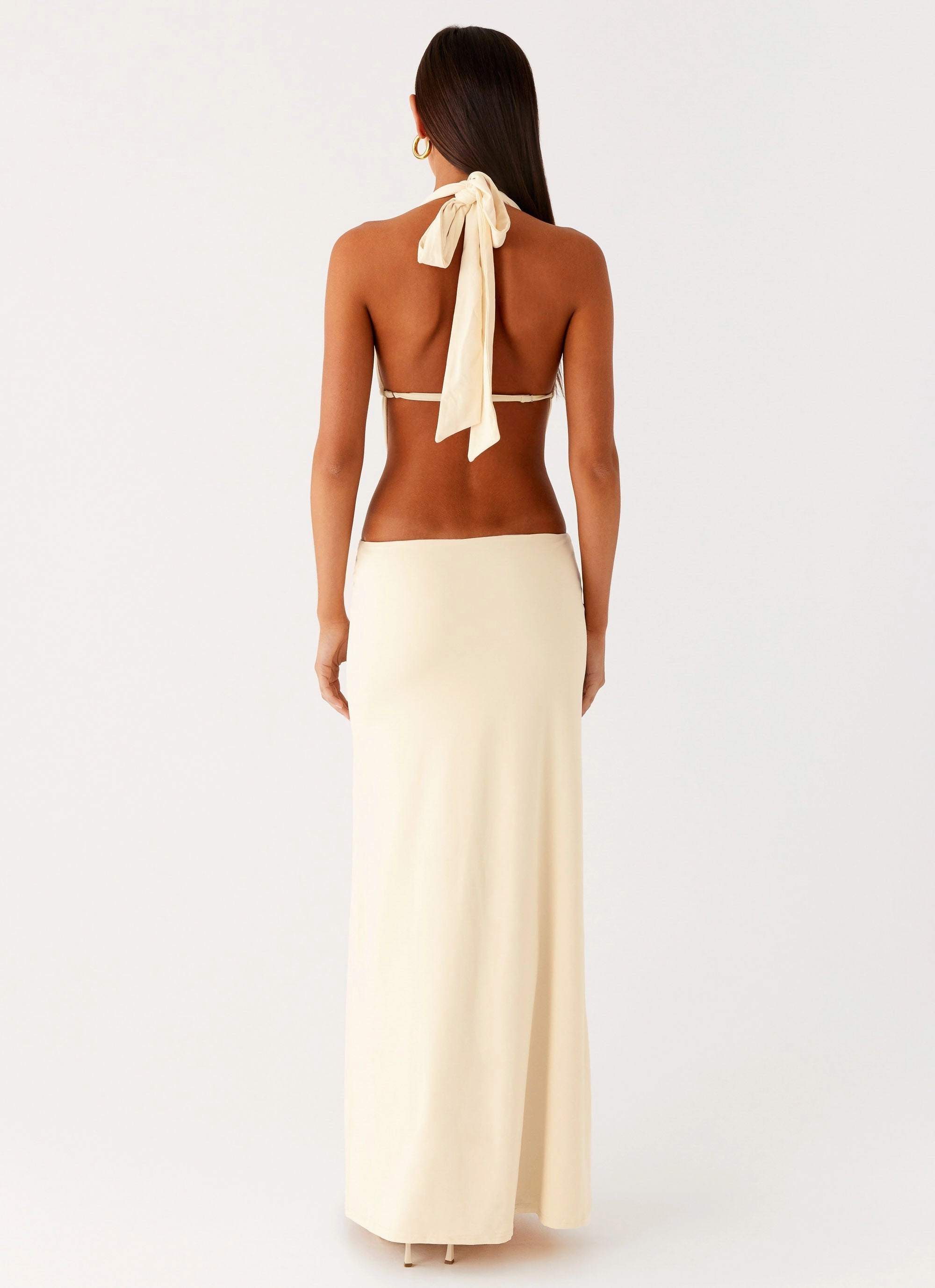 Sophisticated Cut Quick Elegance Torina Halter Maxi Dress - Lemon