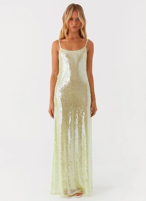 Soft Presence Higher Level Sequin Maxi Dress - Mint
