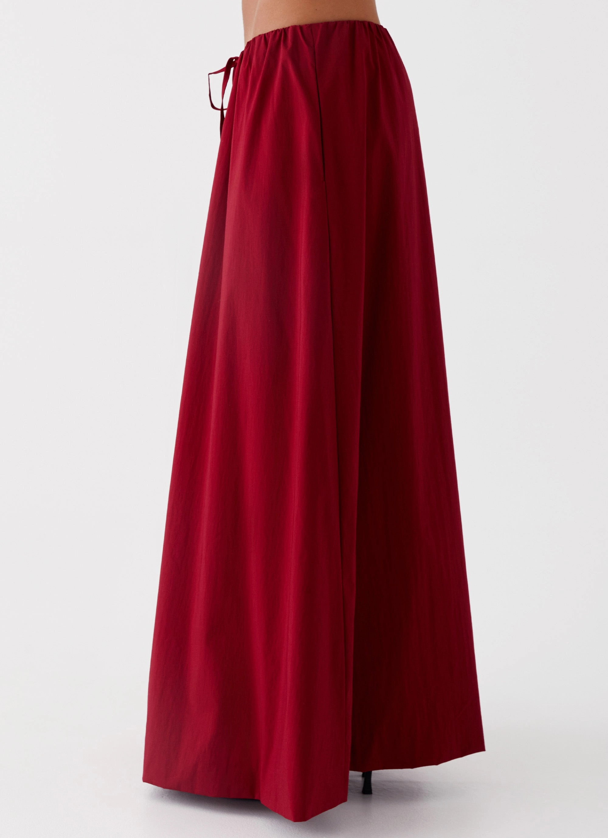 Cheryl Maxi Skirt - Cherry Red Adjustable Ties