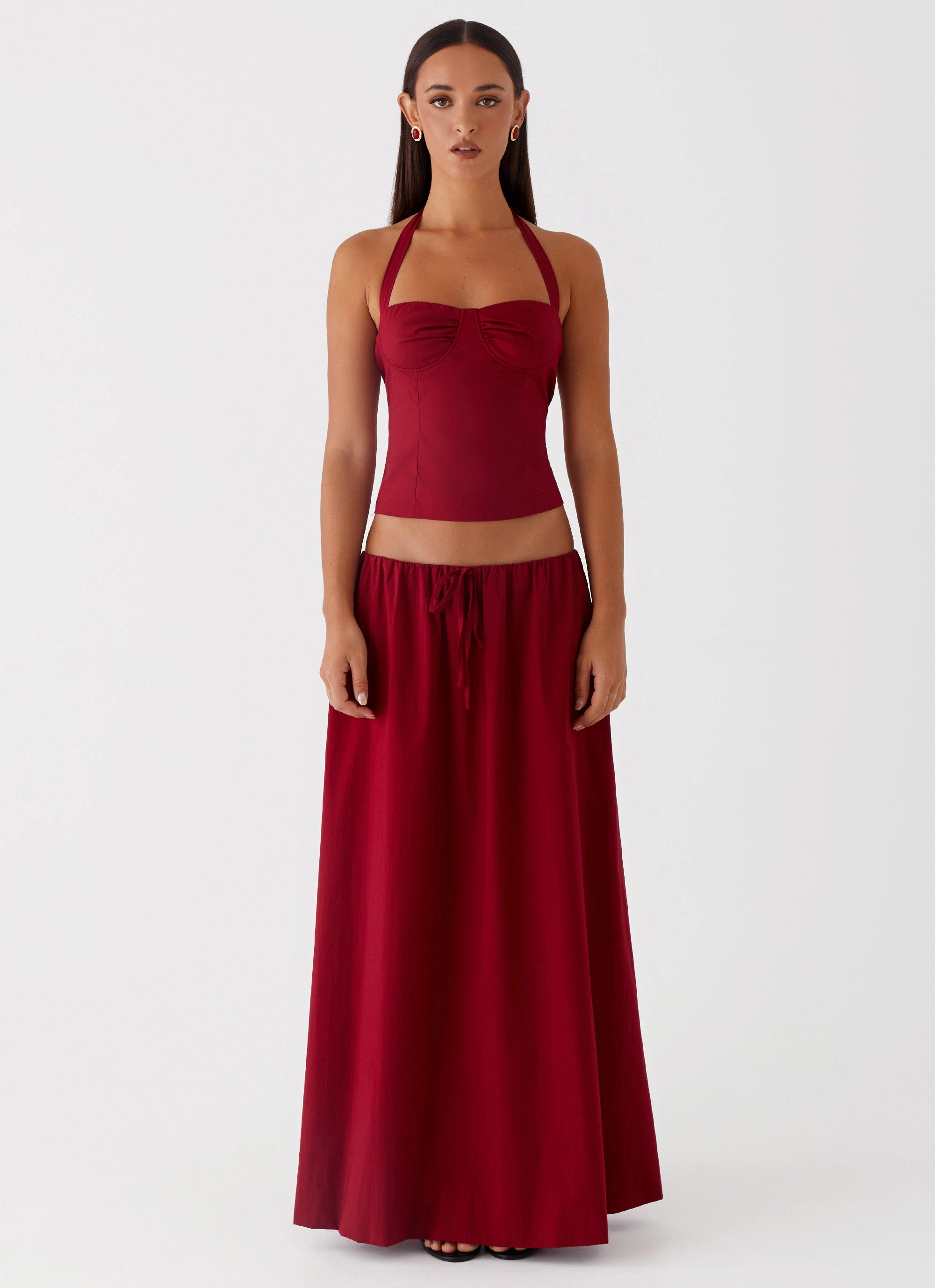 Cheryl Maxi Skirt - Cherry Red Breathable Lining